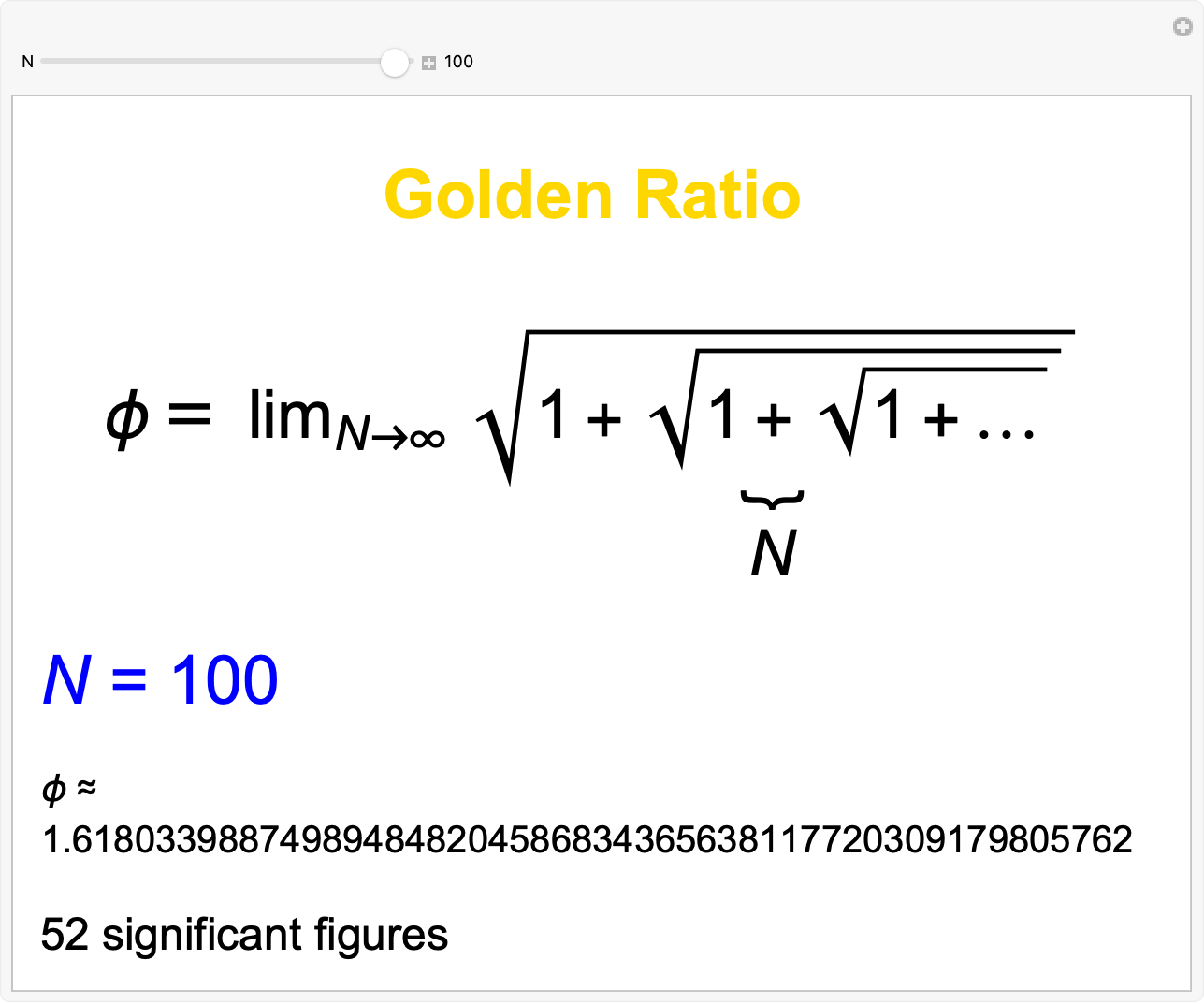Nested Square Root Representation of the Golden Ratio