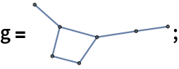 g = \!\(\*
GraphicsBox[
NamespaceBox["NetworkGraphics",
DynamicModuleBox[{Typeset`graph = HoldComplete[
Graph[{1, 2, 3, 4, 5, 6, 7}, {Null, {{1, 2}, {2, 3}, {3, 4}, {4, 5}, {5, 6}, {6, 7}, {
          6, 3}}}]]}, 
TagBox[GraphicsGroupBox[
         GraphicsComplexBox[{{3.9663918903831314`, 1.0919291762496157`}, {3.0207808082288583`, 0.9552945327016871}, {1.857646907887559, 0.7760448189916244}, {1.3246326545959364`, 0.}, {
          0.5258555066054988, 0.2091905594672936}, {
          0.7496124889177228, 1.0815058716728898`}, {0., 1.7448440546333561`}}, {
{Hue[0.6, 0.7, 0.5], Opacity[0.7], Arrowheads[0.], ArrowBox[{{1, 2}, {2, 3}, {3, 4}, {3, 6}, {4, 5}, {5, 6}, {6, 7}}, 0.03679069204342064]}, 
{Hue[0.6, 0.2, 0.8], EdgeForm[{GrayLevel[0], Opacity[0.7]}], DiskBox[1, 0.03679069204342064], DiskBox[2, 0.03679069204342064], DiskBox[3, 0.03679069204342064], DiskBox[4, 0.03679069204342064], DiskBox[5, 0.03679069204342064], DiskBox[6, 0.03679069204342064], DiskBox[7, 0.03679069204342064]}}]],
MouseAppearanceTag["NetworkGraphics"]],
AllowKernelInitialization->False]],
DefaultBaseStyle->"NetworkGraphics",
FormatType->TraditionalForm,
FrameTicks->None]\);