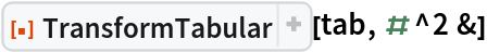 ResourceFunction["TransformTabular"][tab, #^2 &]