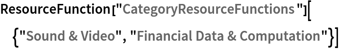 ResourceFunction["CategoryResourceFunctions"][{"Sound & Video", "Financial Data & Computation"}]