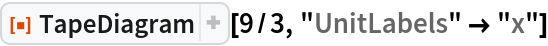 ResourceFunction["TapeDiagram"][9/3, "UnitLabels" -> "x"]