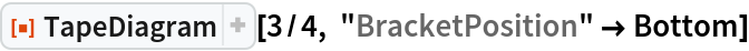 ResourceFunction["TapeDiagram"][3/4, "BracketPosition" -> Bottom]
