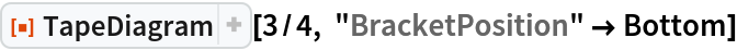 ResourceFunction["TapeDiagram"][3/4, "BracketPosition" -> Bottom]
