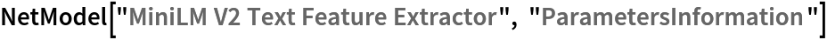 NetModel["MiniLM V2 Text Feature Extractor", "ParametersInformation"]