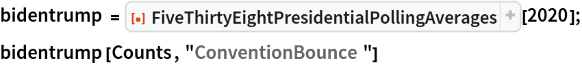 bidentrump = ResourceFunction[
   "FiveThirtyEightPresidentialPollingAverages", ResourceSystemBase -> "https://www.wolframcloud.com/obj/resourcesystem/api/1.0"][2020];
bidentrump[Counts, "ConventionBounce"]