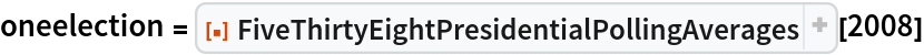 oneelection = ResourceFunction["FiveThirtyEightPresidentialPollingAverages", ResourceVersion->"3.1.0", ResourceSystemBase -> "https://www.wolframcloud.com/obj/resourcesystem/api/1.0"][2008]