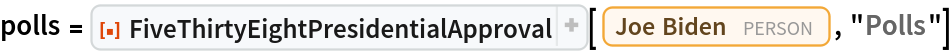 polls = ResourceFunction["FiveThirtyEightPresidentialApproval"][
  Entity["Person", "JosephBiden::9g8qp"], "Polls"]