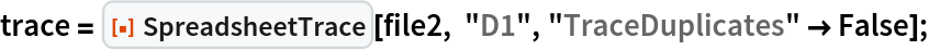 trace = ResourceFunction["SpreadsheetTrace"][file2, "D1", "TraceDuplicates" -> False];