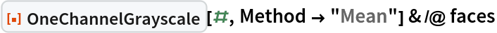 ResourceFunction["OneChannelGrayscale"][#, Method -> "Mean"] & /@ faces