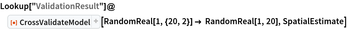Lookup["ValidationResult"]@
 ResourceFunction["CrossValidateModel"][
  RandomReal[1, {20, 2}] -> RandomReal[1, 20], SpatialEstimate]