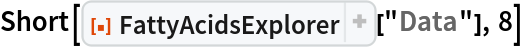 Short[ResourceFunction["FattyAcidsExplorer"]["Data"], 8]