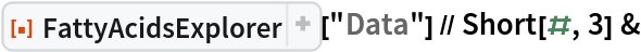 ResourceFunction["FattyAcidsExplorer"]["Data"] // Short[#, 3] &