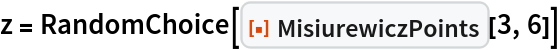 z = RandomChoice[ResourceFunction["MisiurewiczPoints"][3, 6]]