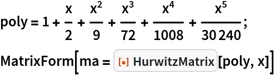 HurwitzMatrix | Wolfram Function Repository
