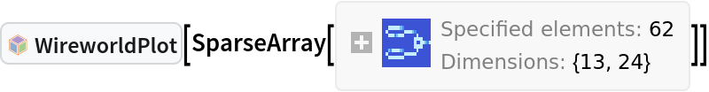 InterpretationBox[FrameBox[TagBox[TooltipBox[PaneBox[GridBox[List[List[GraphicsBox[List[Thickness[0.0025`], List[FaceForm[List[RGBColor[0.9607843137254902`, 0.5058823529411764`, 0.19607843137254902`], Opacity[1.`]]], FilledCurveBox[List[List[List[0, 2, 0], List[0, 1, 0], List[0, 1, 0], List[0, 1, 0], List[0, 1, 0]], List[List[0, 2, 0], List[0, 1, 0], List[0, 1, 0], List[0, 1, 0], List[0, 1, 0]], List[List[0, 2, 0], List[0, 1, 0], List[0, 1, 0], List[0, 1, 0], List[0, 1, 0], List[0, 1, 0]], List[List[0, 2, 0], List[1, 3, 3], List[0, 1, 0], List[1, 3, 3], List[0, 1, 0], List[1, 3, 3], List[0, 1, 0], List[1, 3, 3], List[1, 3, 3], List[0, 1, 0], List[1, 3, 3], List[0, 1, 0], List[1, 3, 3]]], List[List[List[205.`, 22.863691329956055`], List[205.`, 212.31669425964355`], List[246.01799774169922`, 235.99870109558105`], List[369.0710144042969`, 307.0436840057373`], List[369.0710144042969`, 117.59068870544434`], List[205.`, 22.863691329956055`]], List[List[30.928985595703125`, 307.0436840057373`], List[153.98200225830078`, 235.99870109558105`], List[195.`, 212.31669425964355`], List[195.`, 22.863691329956055`], List[30.928985595703125`, 117.59068870544434`], List[30.928985595703125`, 307.0436840057373`]], List[List[200.`, 410.42970085144043`], List[364.0710144042969`, 315.7036876678467`], List[241.01799774169922`, 244.65868949890137`], List[200.`, 220.97669792175293`], List[158.98200225830078`, 244.65868949890137`], List[35.928985595703125`, 315.7036876678467`], List[200.`, 410.42970085144043`]], List[List[376.5710144042969`, 320.03370475769043`], List[202.5`, 420.53370475769043`], List[200.95300006866455`, 421.42667961120605`], List[199.04699993133545`, 421.42667961120605`], List[197.5`, 420.53370475769043`], List[23.428985595703125`, 320.03370475769043`], List[21.882003784179688`, 319.1406993865967`], List[20.928985595703125`, 317.4896984100342`], List[20.928985595703125`, 315.7036876678467`], List[20.928985595703125`, 114.70369529724121`], List[20.928985595703125`, 112.91769218444824`], List[21.882003784179688`, 111.26669120788574`], List[23.428985595703125`, 110.37369346618652`], List[197.5`, 9.87369155883789`], List[198.27300024032593`, 9.426692008972168`], List[199.13700008392334`, 9.203690528869629`], List[200.`, 9.203690528869629`], List[200.86299991607666`, 9.203690528869629`], List[201.72699999809265`, 9.426692008972168`], List[202.5`, 9.87369155883789`], List[376.5710144042969`, 110.37369346618652`], List[378.1179962158203`, 111.26669120788574`], List[379.0710144042969`, 112.91769218444824`], List[379.0710144042969`, 114.70369529724121`], List[379.0710144042969`, 315.7036876678467`], List[379.0710144042969`, 317.4896984100342`], List[378.1179962158203`, 319.1406993865967`], List[376.5710144042969`, 320.03370475769043`]]]]], List[FaceForm[List[RGBColor[0.5529411764705883`, 0.6745098039215687`, 0.8117647058823529`], Opacity[1.`]]], FilledCurveBox[List[List[List[0, 2, 0], List[0, 1, 0], List[0, 1, 0], List[0, 1, 0]]], List[List[List[44.92900085449219`, 282.59088134765625`], List[181.00001525878906`, 204.0298843383789`], List[181.00001525878906`, 46.90887451171875`], List[44.92900085449219`, 125.46986389160156`], List[44.92900085449219`, 282.59088134765625`]]]]], List[FaceForm[List[RGBColor[0.6627450980392157`, 0.803921568627451`, 0.5686274509803921`], Opacity[1.`]]], FilledCurveBox[List[List[List[0, 2, 0], List[0, 1, 0], List[0, 1, 0], List[0, 1, 0]]], List[List[List[355.0710144042969`, 282.59088134765625`], List[355.0710144042969`, 125.46986389160156`], List[219.`, 46.90887451171875`], List[219.`, 204.0298843383789`], List[355.0710144042969`, 282.59088134765625`]]]]], List[FaceForm[List[RGBColor[0.6901960784313725`, 0.5882352941176471`, 0.8117647058823529`], Opacity[1.`]]], FilledCurveBox[List[List[List[0, 2, 0], List[0, 1, 0], List[0, 1, 0], List[0, 1, 0]]], List[List[List[200.`, 394.0606994628906`], List[336.0710144042969`, 315.4997024536133`], List[200.`, 236.93968200683594`], List[63.928985595703125`, 315.4997024536133`], List[200.`, 394.0606994628906`]]]]]], List[Rule[BaselinePosition, Scaled[0.15`]], Rule[ImageSize, 10], Rule[ImageSize, 15]]], StyleBox[RowBox[List["WireworldPlot", " "]], Rule[ShowAutoStyles, False], Rule[ShowStringCharacters, False], Rule[FontSize, Times[0.9`, Inherited]], Rule[FontColor, GrayLevel[0.1`]]]]], Rule[GridBoxSpacings, List[Rule["Columns", List[List[0.25`]]]]]], Rule[Alignment, List[Left, Baseline]], Rule[BaselinePosition, Baseline], Rule[FrameMargins, List[List[3, 0], List[0, 0]]], Rule[BaseStyle, List[Rule[LineSpacing, List[0, 0]], Rule[LineBreakWithin, False]]]], RowBox[List["PacletSymbol", "[", RowBox[List["\"DanielS/Wireworld\"", ",", "\"DanielS`Wireworld`WireworldPlot\""]], "]"]], Rule[TooltipStyle, List[Rule[ShowAutoStyles, True], Rule[ShowStringCharacters, True]]]], Function[Annotation[Slot[1], Style[Defer[PacletSymbol["DanielS/Wireworld", "DanielS`Wireworld`WireworldPlot"]], Rule[ShowStringCharacters, True]], "Tooltip"]]], Rule[Background, RGBColor[0.968`, 0.976`, 0.984`]], Rule[BaselinePosition, Baseline], Rule[DefaultBaseStyle, List[]], Rule[FrameMargins, List[List[0, 0], List[1, 1]]], Rule[FrameStyle, RGBColor[0.831`, 0.847`, 0.85`]], Rule[RoundingRadius, 4]], PacletSymbol["DanielS/Wireworld", "DanielS`Wireworld`WireworldPlot"], Rule[Selectable, False], Rule[SelectWithContents, True], Rule[BoxID, "PacletSymbolBox"]][SparseArray[
 Automatic, {13, 24}, 0, {1, {{0, 0, 0, 8, 15, 24, 28, 34, 38, 47, 54, 62, 62, 62}, {{
    4}, {5}, {6}, {7}, {8}, {9}, {10}, {11}, {3}, {12}, {13}, {14}, {
    15}, {16}, {17}, {4}, {5}, {6}, {7}, {8}, {9}, {10}, {11}, {18}, {
    17}, {18}, {19}, {20}, {17}, {20}, {21}, {22}, {23}, {24}, {17}, {
    18}, {19}, {20}, {4}, {5}, {6}, {7}, {8}, {9}, {10}, {11}, {18}, {
    3}, {12}, {13}, {14}, {15}, {16}, {17}, {4}, {5}, {6}, {7}, {8}, {
    9}, {10}, {11}}}, {3, 3, 3, 3, 3, 3, 2, 1, 3, 3, 3, 3, 3, 2, 1, 3,
    3, 3, 1, 2, 3, 3, 3, 3, 3, 3, 3, 3, 3, 3, 3, 2, 1, 3, 3, 3, 3, 3, 2, 1, 3, 3, 3, 3, 2, 1, 3, 3, 3, 3, 3, 3, 3, 3, 3, 3, 3, 3, 3, 3, 3, 3}}]]