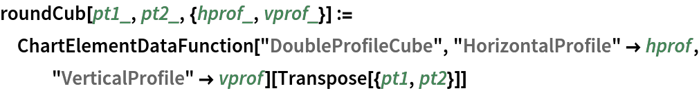 roundCub[pt1_, pt2_, {hprof_, vprof_}] := ChartElementDataFunction["DoubleProfileCube", "HorizontalProfile" -> hprof, "VerticalProfile" -> vprof][
  Transpose[{pt1, pt2}]]