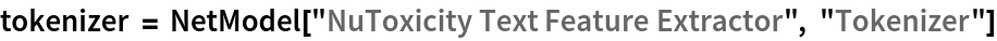 tokenizer = NetModel["NuToxicity Text Feature Extractor", "Tokenizer"]