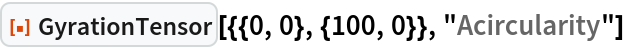 ResourceFunction["GyrationTensor"][{{0, 0}, {100, 0}}, "Acircularity"]