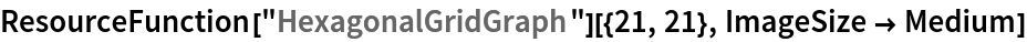 ResourceFunction["HexagonalGridGraph"][{21, 21}, ImageSize -> Medium]