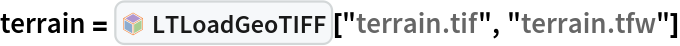 terrain = InterpretationBox[FrameBox[TagBox[TooltipBox[PaneBox[GridBox[List[List[GraphicsBox[List[Thickness[0.0025`], List[FaceForm[List[RGBColor[0.9607843137254902`, 0.5058823529411764`, 0.19607843137254902`], Opacity[1.`]]], FilledCurveBox[List[List[List[0, 2, 0], List[0, 1, 0], List[0, 1, 0], List[0, 1, 0], List[0, 1, 0]], List[List[0, 2, 0], List[0, 1, 0], List[0, 1, 0], List[0, 1, 0], List[0, 1, 0]], List[List[0, 2, 0], List[0, 1, 0], List[0, 1, 0], List[0, 1, 0], List[0, 1, 0], List[0, 1, 0]], List[List[0, 2, 0], List[1, 3, 3], List[0, 1, 0], List[1, 3, 3], List[0, 1, 0], List[1, 3, 3], List[0, 1, 0], List[1, 3, 3], List[1, 3, 3], List[0, 1, 0], List[1, 3, 3], List[0, 1, 0], List[1, 3, 3]]], List[List[List[205.`, 22.863691329956055`], List[205.`, 212.31669425964355`], List[246.01799774169922`, 235.99870109558105`], List[369.0710144042969`, 307.0436840057373`], List[369.0710144042969`, 117.59068870544434`], List[205.`, 22.863691329956055`]], List[List[30.928985595703125`, 307.0436840057373`], List[153.98200225830078`, 235.99870109558105`], List[195.`, 212.31669425964355`], List[195.`, 22.863691329956055`], List[30.928985595703125`, 117.59068870544434`], List[30.928985595703125`, 307.0436840057373`]], List[List[200.`, 410.42970085144043`], List[364.0710144042969`, 315.7036876678467`], List[241.01799774169922`, 244.65868949890137`], List[200.`, 220.97669792175293`], List[158.98200225830078`, 244.65868949890137`], List[35.928985595703125`, 315.7036876678467`], List[200.`, 410.42970085144043`]], List[List[376.5710144042969`, 320.03370475769043`], List[202.5`, 420.53370475769043`], List[200.95300006866455`, 421.42667961120605`], List[199.04699993133545`, 421.42667961120605`], List[197.5`, 420.53370475769043`], List[23.428985595703125`, 320.03370475769043`], List[21.882003784179688`, 319.1406993865967`], List[20.928985595703125`, 317.4896984100342`], List[20.928985595703125`, 315.7036876678467`], List[20.928985595703125`, 114.70369529724121`], List[20.928985595703125`, 112.91769218444824`], List[21.882003784179688`, 111.26669120788574`], List[23.428985595703125`, 110.37369346618652`], List[197.5`, 9.87369155883789`], List[198.27300024032593`, 9.426692008972168`], List[199.13700008392334`, 9.203690528869629`], List[200.`, 9.203690528869629`], List[200.86299991607666`, 9.203690528869629`], List[201.72699999809265`, 9.426692008972168`], List[202.5`, 9.87369155883789`], List[376.5710144042969`, 110.37369346618652`], List[378.1179962158203`, 111.26669120788574`], List[379.0710144042969`, 112.91769218444824`], List[379.0710144042969`, 114.70369529724121`], List[379.0710144042969`, 315.7036876678467`], List[379.0710144042969`, 317.4896984100342`], List[378.1179962158203`, 319.1406993865967`], List[376.5710144042969`, 320.03370475769043`]]]]], List[FaceForm[List[RGBColor[0.5529411764705883`, 0.6745098039215687`, 0.8117647058823529`], Opacity[1.`]]], FilledCurveBox[List[List[List[0, 2, 0], List[0, 1, 0], List[0, 1, 0], List[0, 1, 0]]], List[List[List[44.92900085449219`, 282.59088134765625`], List[181.00001525878906`, 204.0298843383789`], List[181.00001525878906`, 46.90887451171875`], List[44.92900085449219`, 125.46986389160156`], List[44.92900085449219`, 282.59088134765625`]]]]], List[FaceForm[List[RGBColor[0.6627450980392157`, 0.803921568627451`, 0.5686274509803921`], Opacity[1.`]]], FilledCurveBox[List[List[List[0, 2, 0], List[0, 1, 0], List[0, 1, 0], List[0, 1, 0]]], List[List[List[355.0710144042969`, 282.59088134765625`], List[355.0710144042969`, 125.46986389160156`], List[219.`, 46.90887451171875`], List[219.`, 204.0298843383789`], List[355.0710144042969`, 282.59088134765625`]]]]], List[FaceForm[List[RGBColor[0.6901960784313725`, 0.5882352941176471`, 0.8117647058823529`], Opacity[1.`]]], FilledCurveBox[List[List[List[0, 2, 0], List[0, 1, 0], List[0, 1, 0], List[0, 1, 0]]], List[List[List[200.`, 394.0606994628906`], List[336.0710144042969`, 315.4997024536133`], List[200.`, 236.93968200683594`], List[63.928985595703125`, 315.4997024536133`], List[200.`, 394.0606994628906`]]]]]], List[Rule[BaselinePosition, Scaled[0.15`]], Rule[ImageSize, 10], Rule[ImageSize, 15]]], StyleBox[RowBox[List["LTLoadGeoTIFF", " "]], Rule[ShowAutoStyles, False], Rule[ShowStringCharacters, False], Rule[FontSize, Times[0.9`, Inherited]], Rule[FontColor, GrayLevel[0.1`]]]]], Rule[GridBoxSpacings, List[Rule["Columns", List[List[0.25`]]]]]], Rule[Alignment, List[Left, Baseline]], Rule[BaselinePosition, Baseline], Rule[FrameMargins, List[List[3, 0], List[0, 0]]], Rule[BaseStyle, List[Rule[LineSpacing, List[0, 0]], Rule[LineBreakWithin, False]]]], RowBox[List["PacletSymbol", "[", RowBox[List["\"MalcolmWoodruff/LineTerra\"", ",", "\"MalcolmWoodruff`LineTerra`LTLoadGeoTIFF\""]], "]"]], Rule[TooltipStyle, List[Rule[ShowAutoStyles, True], Rule[ShowStringCharacters, True]]]], Function[Annotation[Slot[1], Style[Defer[PacletSymbol["MalcolmWoodruff/LineTerra", "MalcolmWoodruff`LineTerra`LTLoadGeoTIFF"]], Rule[ShowStringCharacters, True]], "Tooltip"]]], Rule[Background, RGBColor[0.968`, 0.976`, 0.984`]], Rule[BaselinePosition, Baseline], Rule[DefaultBaseStyle, List[]], Rule[FrameMargins, List[List[0, 0], List[1, 1]]], Rule[FrameStyle, RGBColor[0.831`, 0.847`, 0.85`]], Rule[RoundingRadius, 4]], PacletSymbol["MalcolmWoodruff/LineTerra", "MalcolmWoodruff`LineTerra`LTLoadGeoTIFF"], Rule[Selectable, False], Rule[SelectWithContents, True], Rule[BoxID, "PacletSymbolBox"]]["terrain.tif", "terrain.tfw"]