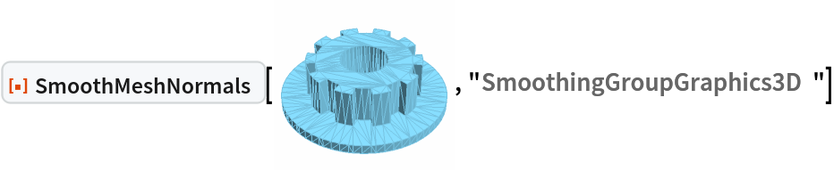 ResourceFunction["SmoothMeshNormals"][\!\(\*
Graphics3DBox[
TagBox[
DynamicModuleBox[{
      Typeset`mesh = {MeshRegion, {Method -> {"EliminateUnusedCoordinates" -> True, "DeleteDuplicateCoordinates" -> Automatic, "DeleteDuplicateCells" -> Automatic, "VertexAlias" -> Identity, "CheckOrientation" -> Automatic, "CoplanarityTolerance" -> Automatic, "CheckIntersections" -> Automatic, "BoundaryNesting" -> Automatic, "SeparateBoundaries" -> Automatic, "TJunction" -> Automatic,
           "PropagateMarkers" -> True, "ZeroTest" -> Automatic}}}}, 
TagBox[GraphicsComplex3DBox[CompressedData["
1:eJyFWVuMXlMUPsaDuDzU/RJphrg27TSo0bidIRIJKlTRQZtRnekQTG9D22nH
oJ2UCKpo0CbzIG3VZVwqJcqZiIiI9olKSOT3gkiFRKQqcdln/Xut/1vfv8/v
vJycb9b/7bXXXre95rQFA7N727Ise+aQLDs0k6d97xGDeXiPrN54f/luH2xb
lafwT/bOKd8Tn9+8vHxnQxctRrx93y/DRXjXpn58g8O3/biyxHtqW68sAO+5
9vll8v721CW4bu3tL5aW7667Dy5BnmzKO6vL33dtX9+PPNmJq4fK7+zpZ+9D
XH+vfMqv6+n6Kj/y7Ou3y/vhY1Y6fNvG2fK9fJPDdf9qD+U3e0X7GQ/jUX5i
w+4Vou/Zx/agfM/x42tknenX3OXsz/K6L5bXc4zv8Mzc3QqP/LXPrrmltOPI
R+8OO/3HFnUKfkrHQ3y+eTzflrja58+dgyXPWL79Xid/VudDRdTnUsSj3e0c
qnDYV+Q5B3kmivOWiB/OO2qV85/oN+pHtt/oB+oXxh/0jHbr2t0KT5xjUXFe
Tp8LT6jbvfulHsRL/fOov/PDoL/GAeJlnGjc5MRfRH53vvG89fxtXyGuBQ9x
jfq0Txp4UOLxnw19fC5FPBcX7yHuxP4h7grSs4h6OvtHP1O/S8WLsw/jiTzW
Etd1g3/m0T8dHvygiH7h9qV5LeY5xDEOzD6XPfWA+P9bG3x+6P/xATmfFVv7
nZ7Bznm0s9vvp4Nix67f+1Ygz9iULtGjtmbuUndeYb9FYr9l/hL7h3zm9P++
W3hHLr56AdtNeTAucN28lXxCT2cH1Y/yp+6n/F1Lea0jLA/+UyT8p4zHIhGP
TfIQv04+4pqX9XeVuOof7Kv2RrysW7JuqGNOXuMqxhnmbY1jJx/iR+PJxZ3G
bYxjqwfB/9QfHQ/Y2a0Ldnbyj+25QPMj4pnWm5jvzR9iPdD6kKqnrI/DG/Vs
ksvLjXXbdV3CZ1yK8g0eL5/wH+RBf0C8ST7hP4irn2k+q8TBf4qsEa+2r8ir
6yBeZI36g32UvGM9wb5L1o/1BP2nyBr5Cf2nyBr5DOMd/QXzofw95EMXdyG/
yTohv7G/KR/7T5E18jfmAVw/xYPyWnetDuu+2G56jrEea33GfIjrGM+VO0eF
5/LTpG7YQ7jZeXhVHd9zyu0oz7jZk/sf1UftG+1t+GOHCc9E2+I+5Gfc7Lz+
jnUS7+tPHnDyey+8s/yuLRhx/szyFi8dQ2slLg68vwx5GLd1b/zgVjnfqWcu
cuf1Xu+jsu7BnQ8iD+Pmzz9NfkR4Xl025OwP54v5BOMOce2frJ8CP8kTPIhz
XGuecH5Celb2dcrz9ysjsp91+4ednxBeea/R/NZ9vMiNzD3yYeRh3OKo4/F6
fj968BG3boxbjWOLR5I3nvEddfuOnvSoO8eXv5H9jg3uuN7xkLz5/5cfSj/T
/uLFa5FH66LWSTtHkrf8c/5m6Yd6Os9d53hiHdW6iv1/lJvp4u6fSeJXEz+8
eSfnB9FH82GiX0Jc7y16j7HzIj3Nnu/9IflwbPkTTv+m+4Lak+TNDl9dslDW
fe7cUeSx+0C8H5g+JG9x99tmuVdkc550PIyb/munXSc8mw6/2/GPn36+2O2N
970+L3xd72e+q81tJW9xtGPefMkzV0zudXHHcwbgyRPrNs0fKuTRDnnCDk33
BfWHiw65SeSmd/Y7PYnH4vrnScKTzdri7RbOJU+cI+PoP3nW7D+MY7yIn1K8
MG78K9f0ip+Pz5rH8Shvil/GMW8ITnmjqV+FvIHylX0s5CuRp/zW1IfruUyb
eoXre3nOon1vBb/ZM+RbOU/Kw3pP0HsD5m2UNz8P+V/Wp7pQGxgW/8gWbrkK
eVge66bwc90k3Op1yHuiV8h7uN+yLsu+qV6X/YPgoX9w9gl6Fgk9mQf7CtkH
9RVNcx7NqyRfOZeAfqb+pv6H8Mr5APRdYh/qu5r62wr5yr5azzHOBXROYHjo
G0Uv6ieb+vwK+cr7gvp578nTS7navl9d/in7W+FJ9L2IGz/gOYh3dfxV99vu
j85w/sBz5sS6OZ7v5gOLRM+JGXOq9ovr6txH50BV8lhf5B3qS9U5Ij/j2PdK
fIW+t8oPHQ/hlt90Lh/n9Cn/Rx7GTR+dW8U5VioekYfxVD5xdo5zB51DYD+M
8sYT/E34yd8wjzn/ITyVb53+of7KN9Vflsd+WL5DPnc8g223ye8WjvY5nvnf
1/252DUD7ck8xg9528lDXXPrQv/cSh7jQv4e4sKdL9Rfx094qh9A+bLui91C
3Ud+lk/1IW5dnjNDH4vydi+Ac3TrQv+D/Iyn+je3r9B/Cm/oP5Gf5c0+0B+6
dQk3/cM5FolzxP7W6QN1s5V8qj9HHsZT9wIXX5D3nJ+TvOUTqPsoj/cRty/C
jee1/fX79cFdbs6G9yNnZ8LRT2S/5Cd4T2T/RxzmMLfJfkO8c9zJN8VpWddk
3VDX3HmF/CB4yA95C57UfRz58V7AeQblMR9KfFE+ZDx1n3L+H/+voP9nSM0r
nB0IRz8psub+UOfjOi9PzU+cPxNu5wXzIpTX/1fp/6+s/gZ/Ezz4m/MT4knN
uxw/4bbff4vj5Hd3Zfe4dWGehjyMGw/M8dgfioQ/sHxqDunOi3CT57lZYv6M
eNO8FPpAkU/0gRov7nxJPjUPd/FC9wvj57lcIg+7uIA4LQDnPKwP53OThzri
9IF+1cnTPTqFozz6rfMfmFM5eYq7FO70pDyQwt26MNd19oH8ifKcn22/MC8q
KuRb+b89cH9hPE/gyMP8+f/w877yxL6wb6zSh+0v8Uf257mQPnzv1qe0p6wb
528mD3WW7az6sx+W301+CPcaJw9zPI4XyRMUL9xvGA/1yan9cj6R71h/TR7m
GBzv8h3rcmrdKju4c6f5tukDfbjh/wHpMh6r
"], 
{RGBColor[0.465719011680535, 0.7656186418234469, 0.8836254737685788], EdgeForm[RGBColor[
         0.465719011680535, 0.7656186418234469, 0.8836254737685788]], TagBox[Polygon3DBox[CompressedData["
1:eJxNmQeUVsUZhu/QQUC6IB0WkSJVOggLUqSLdAHpq7SlLUWX7gquIALBmGiM
RI1dNIoBjcaCPZjYgsYEscYeFY2opMzDPBw8Z78z7/d+z9z//2fm3jv3buPp
+aMWlMiyLKdklsW/LMQgP6Fpy8T4OMbCGJ1jdDLvbL2sTBl1hRhLYvwzxpQY
k82nWD9FpoK6cozlMebGWBHjNPVy66fKVFZXiVE1RrUY1W1rqO+1P31rxqgV
43TbOuraMrDTze+1BtPAtr4aZqrc1THmxNhqDaaJbVX1aBlYBnG0uolMdb9b
U78XbY66WYwzYjSPMcZjcYy/mKObWW9te5Ya5kK59ujIbo7tu+boxup37UPf
DrY56sNyMI3Uh63l+H07+j3Ptm2mZm2wLrrE+JP9D6snmHey3tO2l3qC3Asx
xpuj+4eUo9tZw+tp3762HdXnhcTBjLIPXl8Zvme/GOfC2A5QD4wxCN52sHpI
jKExhtkOV4+IMTLG+eR+Hp+VmyWNN8L6WNtx6tuyxMGg+5j/NkZv89vM+9iH
vpNsJ6tvl4crr77dGgzn3UVZWsPTbKerZ8SYGWOW7Wx1XoyLY1wSY5/H5Zjl
1PtkqC+wzVf/Xm6fY1VOb7g5+pYY9WI0tA99l9oOVK+Rg7lZ/hZrA50XrgcF
Wbom0C5Tc/6v8DuujHFplq5npTwOx6uudyTGQzE2+ZlV/AyOf5N94Fup8W6N
cbl8nn2mOX6tZGY7puSvOtaMbRv1q/ZdYP+yIdXw68rhDXPsGLd+1vC5pnAd
GqHf39q2GDtiXBOjJfMdksa/1s/aYQ2/hRqP9b7W3077S499l9wOc3zOmzP1
qXP9bOB4LrN2l+PM9fkz/QJrR7N0Xg1zrG5yfNrqH9W72XFuEFLtqDk+66G0
fahzDnDOsFa/sYbfUP2N3+Eux4HjNNSvor/Ndof6uxhfx7g6pPPmXud6a0g1
/Gn6zOeP9qGep8963BZSDZ85X+pn/tc+1Bm/Jo7h9pBq+Ef0Gct/OQe/ixFk
YK8JKUeXUuOxTh/yt5axhr8lpBzN2trnXAxTM44VZLZ4jdrn2FYMqYbPmvqD
v+WqkGr4VfQZG86tR/3ep8rA9tPnt1wZUg2/hhrvwVj7VZbO1Sus4f875s/4
u2rrUz89pBx9uTka9lb5+vrUD2fp3sK9Z31INfzGary15uimarxXXbObjFke
f5ZrF73aPvBnqPHWOh7nGf0cw37OMbqFfeAvCylHMx5/dUxa61OvGtL9jfVC
W1N9RM05ujKkPvBt1Hjcl/8W4+8xCqzh/yNLY838c59v7bE7yBT4ma39jE4h
1QocW/YRW2J0DamGv0WfPcnikGon+C3OxwtqvlcPmcV+T/yXjA9keofEnWDw
/xxjYUg1fPIR8n31qeON1V8QUg1/gBqP+iSZudYW+Fn43GcH61P/WPaTGJeE
VMMfqsbjmviF53V1NXOaJwcT9LmPjdSnPiOkPM9zjTVTPqR1ccTjXCADOyak
HM31roHn0DRr+OPVeLc578Nsj6qnyMGwVn7wd07Wp473H/3LrOHPDClHs146
uGZWyVGvqc8+kz1t5rzNCombaZ45b+vsP8scn3sjzx8lQ5qX2SFxs8xLOm8b
7D/bHJ/5ujikGv4VcnibPD+5/86xhn9llvQcmbJeG67KUg1/Xkj5HOeLufpj
lqKS3s/sA/tzc/R8c/RxVv4XWfKp54eUo2+wlu+5yXWheoxF1vLNa1o/fq0I
aY/86ywxsL8xXyR7mgyBZg++RA7mzizpJbJ1ZZZaw78nS3qptbqO/TJr+Pdl
SeMtN18mB8916oEs+dS5zn7jOt1rDX9FSDma9X5U5hE56qzTRh770pBqK8zx
+8R43D7UC83ROTHO9Fx5Mks+9f3m6GezlBfKtpRfZa3QvGdse8V4Pkv+Kue5
rXNNoHkOPpAlDmZNSPkq2fbh5PMymufsV+wDuy6kfI3s2eHk8zia5/jX7QO7
IaQc/Ya1DXLwwfbBdOplRXIwb2VJ43WJ0T2k6/pGa0WOR0/H4O0s+dQ3hZSj
37OG92GW8k32Ycy4RxVbw/80S7rYeezj5262VmyOPyrGl1nyN/sdzw0n70Fo
niXZA34pc7X5ZtlBMv3VPAOyN+c9AM+HXJe2qqkPlzlPzTMgz+5c77i2TcxS
juY5hvchPI8Nk+d3D3f9ofPkYLpn6XlvWpb2X93V/BZ+69gYlfSps3+rpK6o
xhvrnNFvm7Vr1dNDyrkPcw+fGFLLO4eJrgmeuUrYTgpJM89TXOc8Q/DczXNE
DzXeWnP0OWo8+k2zby818z5Ybq16kDn1GTIEmnO/m+PL2H5gjr5AjfeSObqr
+iV/b1c1x8vzmAT6GRnGAI5nzYu4Zli/RKaUPvUJIWm8cSHlaNi58gSa/Wsr
ORiep9fHKIqxWo03OqRnzDb2W2BfAs0zAc+mM2Q53kw19YUyBPohP3emn83v
4XmqofXFMgSae2BbmUKD7zVEv1BdTr/IfgXh5F4azbPBRjmY8mq8YnP0o/I8
R/TWp77dvNj6ShkCzZ4pVwb2uhjXZ+ndE/XLZBrGtklIz9ItzdH1QtInnrM5
J6bbh77lPcZqdXOZqZ6DaLx2MTqGdJ4ffzaQL69mj8A7y3YyZ9kHj/r6cHIv
gWaPUFsOplVIurb1y2X47Fb6U/0u6O5qPNgr5CupuS9dJAfDucu7h/6uobp6
bfRH2+9K+1ZRt/UcKHQtDVWzlqlfJdNWzf2qkfPDPN2YpRxNfYtMezX3pV0y
sI3VeO3Nd3m8nc4//a6x79nqB10fO2V5h8G76WohvcsoUNcyR9dR4/GOBF3H
4233mMePG9LzXD25Oq6nFnrUt8k0c86muh6bqTu7LjrKbpUn0DwT8I4OBva5
2L6Y+S47pPsZDIE+Yu3pLLFPqfGeMJ/jMXjHOM5+m8PJ5000+84lMrAvZylH
L1bjvWb+sv2K7VtVfXzvKgN7MEs5mvommepq9qpvysAuVOMdMkfXlGev2kX/
kGPEfYT3jNQ3ypymZg+aLzfQtcF7Zt75Ui+SmaBP/Q7XHOttd5buKdwjYDfI
11Wzv+VeuluG+wl5V/t2s/+Fajz6rbMvgeb57P4Ye2Q5X7nuNJddI0Ogf/A3
5btehkQ9IqRzmfoqGQLN3rmHHMzAkDRev5By9DnmPexXaF8CzT47NyQGlrHP
VZ9jDa+Rfdm3nR/SdYXPJUboUb9UJjdL7857Oze5zsXdzgVzArtCvo96lOPd
Xna384Ee7TnA+n9MjUe/5fYdpWYPNUYO5mE1HvVlMnusjXGe9qhZk51dl7BL
5ceq2Z/xP41erlv+F9NRTX2JDNcj9mCVQ/qf3SQ9/h9HXk12kXwXNXvhcjFO
sX9pczTXv7L2ZW66hTRX9Mu3b3c1e2TWVTdZzovxnhvU58ucq2aPzDhMdH3f
77gwD9TnyQxSsxdmPvj/CnvsF9V449R4HzlG72ep3xz7Dlezn24uA8v/xZqr
JzkOjCHnBnvtuY59l5+M/zsen+Nd7DFz1Dz/HZKB/dzP4PjUZ8t8pU89R433
rTkadpb8mWqepWC+l+P/mLXU1GfKtFSzHz8mB1NffcyoqldNjUe/KfblWYD/
IbDnoeVehP6ffeDnq/F4D8Red7ztBHWJkDiYefYpYQ1mjO04Netwngz3Xv4P
xHocI3OB7Wh1jmNyzHmkb2lrMCNtz1dzTpSQXWnLc8xImaG2I9TzfsJ+4W9A
D5UZbDtEPV8G9jN/L3qwzADbgepqMrA1HE/0AJm+tv3Un3jN4B3kIjVeX5ne
trlq3nstksn1PO5toI+/V/VYJc3xu9p2U/PObbEMeol5V5lOtp3V7PVYB5P1
Oup3UvMemfeCha6dDvptbNupV8vA8i5wtbqNTGvbs9TrZWDXZSlHt5ZpYdtK
XSQDi9dcv4Wad/S8IyySOUO/qW0z9UYZWN4XblQ3lWls20RdLAPLe8RidWOZ
+rYN1dtlYPHq6ddX8z8P3i9ulzldv7ZtHfVOGVjeQe5U15apYVtLfZ0MLF41
/Rpq/pfDe8rrZE7Vr2hbWX29DCzvL69XV5SpYHuK+gYZ2BvVeBVkytiWU++S
g+G95i51GZlStqXVd8jA8l7zDnUpmWBbQn2nDOzdarwg81+vWVzn0LvlYO4x
v9MazI+2x9T3y8DeZ36PNZjvbL9X75GBfcD8PmswX9t+q94rA/uweq81mC9t
v1I/JgfziPleazCf2n6ufkIG9nHzR6zBfGj7kfopGdgnzR+3BvOe7fvq/TKw
T6v3W4N52/Yd9XNyMM+a77cG85btIfWLMrDPmz9rDeYN2zfVB2RgX1YfsAbz
uu1B9WtyMK+YH7B2UO+gPvr/LhD2NQ==
"]],
Annotation[#, "Geometry"]& ]}],
MouseAppearanceTag["LinkHand"]],
AllowKernelInitialization->False],
"MeshGraphics3D",
AutoDelete->True,
Editable->False,
Selectable->False],
Boxed->False,
DefaultBaseStyle->{"MeshGraphics3D", FrontEnd`GraphicsHighlightColor -> Hue[0.1, 1, 0.7]},
Lighting->{{"Ambient", 
GrayLevel[0.45]}, {"Directional", 
GrayLevel[0.3], 
ImageScaled[{2, 0, 2}]}, {"Directional", 
GrayLevel[0.33], 
ImageScaled[{2, 2, 2}]}, {"Directional", 
GrayLevel[0.3], 
ImageScaled[{0, 2, 2}]}}]\), "SmoothingGroupGraphics3D"]
