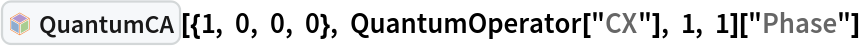 InterpretationBox[FrameBox[TagBox[TooltipBox[PaneBox[GridBox[List[List[GraphicsBox[List[Thickness[0.0025`], List[FaceForm[List[RGBColor[0.9607843137254902`, 0.5058823529411764`, 0.19607843137254902`], Opacity[1.`]]], FilledCurveBox[List[List[List[0, 2, 0], List[0, 1, 0], List[0, 1, 0], List[0, 1, 0], List[0, 1, 0]], List[List[0, 2, 0], List[0, 1, 0], List[0, 1, 0], List[0, 1, 0], List[0, 1, 0]], List[List[0, 2, 0], List[0, 1, 0], List[0, 1, 0], List[0, 1, 0], List[0, 1, 0], List[0, 1, 0]], List[List[0, 2, 0], List[1, 3, 3], List[0, 1, 0], List[1, 3, 3], List[0, 1, 0], List[1, 3, 3], List[0, 1, 0], List[1, 3, 3], List[1, 3, 3], List[0, 1, 0], List[1, 3, 3], List[0, 1, 0], List[1, 3, 3]]], List[List[List[205.`, 22.863691329956055`], List[205.`, 212.31669425964355`], List[246.01799774169922`, 235.99870109558105`], List[369.0710144042969`, 307.0436840057373`], List[369.0710144042969`, 117.59068870544434`], List[205.`, 22.863691329956055`]], List[List[30.928985595703125`, 307.0436840057373`], List[153.98200225830078`, 235.99870109558105`], List[195.`, 212.31669425964355`], List[195.`, 22.863691329956055`], List[30.928985595703125`, 117.59068870544434`], List[30.928985595703125`, 307.0436840057373`]], List[List[200.`, 410.42970085144043`], List[364.0710144042969`, 315.7036876678467`], List[241.01799774169922`, 244.65868949890137`], List[200.`, 220.97669792175293`], List[158.98200225830078`, 244.65868949890137`], List[35.928985595703125`, 315.7036876678467`], List[200.`, 410.42970085144043`]], List[List[376.5710144042969`, 320.03370475769043`], List[202.5`, 420.53370475769043`], List[200.95300006866455`, 421.42667961120605`], List[199.04699993133545`, 421.42667961120605`], List[197.5`, 420.53370475769043`], List[23.428985595703125`, 320.03370475769043`], List[21.882003784179688`, 319.1406993865967`], List[20.928985595703125`, 317.4896984100342`], List[20.928985595703125`, 315.7036876678467`], List[20.928985595703125`, 114.70369529724121`], List[20.928985595703125`, 112.91769218444824`], List[21.882003784179688`, 111.26669120788574`], List[23.428985595703125`, 110.37369346618652`], List[197.5`, 9.87369155883789`], List[198.27300024032593`, 9.426692008972168`], List[199.13700008392334`, 9.203690528869629`], List[200.`, 9.203690528869629`], List[200.86299991607666`, 9.203690528869629`], List[201.72699999809265`, 9.426692008972168`], List[202.5`, 9.87369155883789`], List[376.5710144042969`, 110.37369346618652`], List[378.1179962158203`, 111.26669120788574`], List[379.0710144042969`, 112.91769218444824`], List[379.0710144042969`, 114.70369529724121`], List[379.0710144042969`, 315.7036876678467`], List[379.0710144042969`, 317.4896984100342`], List[378.1179962158203`, 319.1406993865967`], List[376.5710144042969`, 320.03370475769043`]]]]], List[FaceForm[List[RGBColor[0.5529411764705883`, 0.6745098039215687`, 0.8117647058823529`], Opacity[1.`]]], FilledCurveBox[List[List[List[0, 2, 0], List[0, 1, 0], List[0, 1, 0], List[0, 1, 0]]], List[List[List[44.92900085449219`, 282.59088134765625`], List[181.00001525878906`, 204.0298843383789`], List[181.00001525878906`, 46.90887451171875`], List[44.92900085449219`, 125.46986389160156`], List[44.92900085449219`, 282.59088134765625`]]]]], List[FaceForm[List[RGBColor[0.6627450980392157`, 0.803921568627451`, 0.5686274509803921`], Opacity[1.`]]], FilledCurveBox[List[List[List[0, 2, 0], List[0, 1, 0], List[0, 1, 0], List[0, 1, 0]]], List[List[List[355.0710144042969`, 282.59088134765625`], List[355.0710144042969`, 125.46986389160156`], List[219.`, 46.90887451171875`], List[219.`, 204.0298843383789`], List[355.0710144042969`, 282.59088134765625`]]]]], List[FaceForm[List[RGBColor[0.6901960784313725`, 0.5882352941176471`, 0.8117647058823529`], Opacity[1.`]]], FilledCurveBox[List[List[List[0, 2, 0], List[0, 1, 0], List[0, 1, 0], List[0, 1, 0]]], List[List[List[200.`, 394.0606994628906`], List[336.0710144042969`, 315.4997024536133`], List[200.`, 236.93968200683594`], List[63.928985595703125`, 315.4997024536133`], List[200.`, 394.0606994628906`]]]]]], List[Rule[BaselinePosition, Scaled[0.15`]], Rule[ImageSize, 10], Rule[ImageSize, 15]]], StyleBox[RowBox[List["QuantumCA", " "]], Rule[ShowAutoStyles, False], Rule[ShowStringCharacters, False], Rule[FontSize, Times[0.9`, Inherited]], Rule[FontColor, GrayLevel[0.1`]]]]], Rule[GridBoxSpacings, List[Rule["Columns", List[List[0.25`]]]]]], Rule[Alignment, List[Left, Baseline]], Rule[BaselinePosition, Baseline], Rule[FrameMargins, List[List[3, 0], List[0, 0]]], Rule[BaseStyle, List[Rule[LineSpacing, List[0, 0]], Rule[LineBreakWithin, False]]]], RowBox[List["PacletSymbol", "[", RowBox[List["\"DenizYoldas/QuantumBlockCellularAutomata\"", ",", "\"DenizYoldas`QuantumBlockCellularAutomata`QuantumCA\""]], "]"]], Rule[TooltipStyle, List[Rule[ShowAutoStyles, True], Rule[ShowStringCharacters, True]]]], Function[Annotation[Slot[1], Style[Defer[PacletSymbol["DenizYoldas/QuantumBlockCellularAutomata", "DenizYoldas`QuantumBlockCellularAutomata`QuantumCA"]], Rule[ShowStringCharacters, True]], "Tooltip"]]], Rule[Background, RGBColor[0.968`, 0.976`, 0.984`]], Rule[BaselinePosition, Baseline], Rule[DefaultBaseStyle, List[]], Rule[FrameMargins, List[List[0, 0], List[1, 1]]], Rule[FrameStyle, RGBColor[0.831`, 0.847`, 0.85`]], Rule[RoundingRadius, 4]], PacletSymbol["DenizYoldas/QuantumBlockCellularAutomata", "DenizYoldas`QuantumBlockCellularAutomata`QuantumCA"], Rule[Selectable, False], Rule[SelectWithContents, True], Rule[BoxID, "PacletSymbolBox"]][{1, 0, 0, 0}, QuantumOperator["CX"], 1, 1]["Phase"]