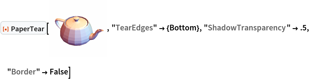 ResourceFunction["PaperTear"][\!\(\*
Graphics3DBox[
{EdgeForm[None], GraphicsComplex3DBox[CompressedData["
1:eJx1mn14FNUVxm/4sCpaURGx1XSqRVSqxAZFRNzRtlKtVFTU1vIxBBOltkLB
B7FUM0jpI095NEqsroIM+BUFAlYCAYE7CRC+NiSQb0hgAjRCBEIkiVaF7ebc
meU9m7v7z8JvT869933PPXvvJD/NmPxQZjchhJciRHdBLzM9/cuQOPtyowvp
/+4vejFuj7/5WOf/rX5pzZ3vduGjRSHg4sxo4mLWG8SDPPYDNV90vhv3jC3D
eHP1KcXrdpVhvJH/yGF6H2pVsngrk7j33ceVGN+J6POpfavZfHxuZWVVs/zh
oWxdhp2h4psep/lbOYto/gE37/5GzfPixjLkxuEnaT5ObUEl8mBc7+5p1cgd
8ZZWT/fbT5VuJenFbP4jhh2h+fx7ejlyu3UejSu6PVGlW693YVpNAj+G48Z9
ab5YzeecmmLUx02dQ+Paw8/fzXwsKlDjVl3D9AzGjb1qGc8bXaPz0Q7dUqPz
0ZjwYLmuTuz5/cp1dWK/G9qqq0Pz3GUlujp0B1ds0ukfq3/Gg3hviNIx0V9n
5kXlunoQT+WW6OrHfecKlj8ef1VTtdbHw5eU6Xw3Lrtti65OrNNqvMR1uTNy
q3V+GXO+LNX5644s3KSrh85/auvH11+sfLRIJtFfavx1h48tw3j0F+OD+nHT
rEoWD/XD4v06dCf1rcZ4AX2Axft+iZcX0TwT/bVEYxnyoB7crQWVyIP84qZp
1cgDv5wN6cVsPr6/7tzp5YwH9XB8YpVu/t43g2qQo19MZ/AXOdaDTrfYq5bl
8ftwov7YhzE+6POJ/mKfx/jgeySxfvB7hM3H77eJ+gf9OdGvoJ8n+hvvn4k6
+/020ZegPyf6iP2Q6Qz9k+kD/ZatK/rccdxfnjOdft7Y9me1vvH9qY4C7vbJ
OUrrvd6oYPyxe/9LP5dTV4s88Nc407KX8RT3BI5r2xb9vD3mHZqP8dB1qr8G
vGMG6WAcb61kvM8Oehdrb92HPD5uN7sBuSXyWnBc15h0kPS1/qrm83ruthBw
kX+V0m3MsGrk9s/6N1H+ooP1LD7oA2LUgQR+kq03Oow+t14tpnGtwtTtIeDi
+jHqe+DBwmrkRv6IJt/nBhZ/dh95yK1Rf6nS+WIsl9t1PloyvF7nu/UDc5Wu
Trzqpyt1+nv9ryzR+WVc2f8znb9ub/G+rh7EmoIKnc7Gb+Zu0vnidBzN0/no
NUXn6Hz33ptSodPTGPNqsU5/8/ya97R+Jbzi+oOeMon+yNEv5AL2EcsDesok
+jMOfiEXsF+Qo54yif7I0S/GYV8gRz1lEv2Ro1/IBdQ/cuxLqBv2MaYn9D3k
2GdQH+xLjEMfYxz6BtMH+gxy7EtMf+gDTAfoG8ixzyC3hcX6ofO751WfbruJ
4s0519A+Crj7arO6f/2kqgq51XguzUecGFuPPO5Lirs/gbP+b2Z3qPPBnc3q
XHnoW+o/AffeO0l+OSMaKxgvfFHV9czKOuRQD/XI7egidh+xpuSq/TDnA/V9
OHQP1XXAvTUdqs9NPr4buflKmzqHnPfbGuTxcaOhugTO70FiMK2jyz3I513u
QUF84j3I57DeWuTW8BMVWl+KHtms81H8p/dyne9mS3S+rk7MV7pV6fR3pgzf
pvPL7J1fqPM39lqpqwfzgLpXJ+psGv0jOl+MY5OKdD6aPcTnOt+73FN83brc
UwJfEu8pZ/Xn95SAg54yif7I0S8WD/sIOeopk+iPHP1CDvVTjxz1lEn0Zxz8
Qi5gXyDvco/Q6I+8yz1CU//IsS+hbtjHkGPfYxz6DOqDfYnpCX2M63+2b6AO
2GeYbtCXkHc5/2v6BvIu53+fO+HwWqxbQyygn3eGpb8mgXvluep8MmxTLs3j
k/AHtJ679yn+RnhdCLibc0jlyQ8voPgTkWUUf8d00suNROhcFHAvaqvv45Yh
SzC/cevFzf7+lZjfeyaVeOe5Eedpf/RYs24/OtFM9XwtK2sdxsfuZep7/0//
XI/juqmL1TlhYdjF+dveDTTP2DmsmOmwZNVRf7zNmN+985Ti5Rcw7pyso3uj
XTp1C8vzQPdgPttwXHf0OOLmmfBOps/v16p5fheNsHELDx7x11vCuCin/WA/
1bSVrdfnZnr6Tjauz73T2bt08Z0r0+VHH2USHyX4iHVC+0VTJxQf1AnUIcVr
6pDq3K9D9EuCX+ivRH+hHiTUA+ovQX/0S4Jf6K8Ef1FPmUR/5OgXi5947Ram
f3SguudmzS5Bv4TXXd2zBs3ejv6K8FL1HDlldoTFj3qYuPX9gVK2X9IGHvbn
WcR9H3wopD5n+8Ja2qHuWbvu38z6gJyszv+Zz7B5GhVHGolnZG3F/F720kZf
t1XIrezhxK3TNxaw+vygVd1nti9bzeq55D71PCt3YCHGexUj1Dk5t66QrctY
SedW9/no5BDEC+Pv6jwbDs8NYf7TVfV+3BsY7x4YtM+PD4cgvymm7E3UX4L+
6JcEv9BfCf6inhL0RP0l6I9+SfQL9JGgD+opQU/UX4L+qIPkOsR1k6Ab6iy5
zuw5lYiWUr2JM2vYcxUxYKX6XpzdQNy98dkCyvf+sUOYx32zeA29v1Ki6jAl
rZXijr+t+s3sOw9ivNk/n/qWHX2J1uVkv9SK+c2MHE+b33tRnbt75LXiPC0Z
PqBbV1AP9tZ5LN6VZaoPb1tP3HhoAp2X7bVj1X1ywrVfUb5Lamg+jpehzivd
c77CeKfnU2r/9nS/YvOJtis9wymMu89lqPNN3zuI2zsXfEifXzb0qD8f4t7k
a/Mpb6/9qh/OHH4K42P1rfpn9xmnML/37h/U91ckwscNntOW/Zzina+ji0PA
Y682/z0PuZNW0aaLj/Wrdl1+9FEm8VGCj1gnVO+aOunkQZ1gHVK8pg4pv1+H
6JcEv9Bfif5CPUisB9Bfgv7olwS/0F8J/qKeMon+yNEv5O6TfZnvxl2tKs+Q
F9Q8hefQz61oV3kyx1N+uz2b6seeFlV55t/VjvHmkPPUvXpiHvNX5F2onp9H
7ufjCsXNkctP+XW3gD4f0EflCc9q8+tFPZc6cI36vczhR9pZ/Nvp6vcsmavZ
uM7G29W45WO06zXX56v1vlX3JuWd+7U634uJNK7bGFlEn/+xp/q9zy8vb8d4
e9Cl6l4xaBJf74wrgt8nsnHjz/9vm0Y86MeJPgbrisdvndemi4/Ftenyoy8S
fEEfJfiIvkvwHXWWoDP6IsEX9FGCj6ibBN1QZwk6oy8SfEEddPUfjKvTGbkR
Xhs8B6WX+cnbJ/0+wPlMg7h1e5b6Xho/TtW5z92S2arfLLyO+luQxxxQp77n
n319OcY7rS3qfHRFNB/jRVNP4s6hmz/DeG/uJcSNEamrWHzw/DYSWYXxAbfq
IgUY76bPb8R12SsuVc8Zz31Wne86yuh5UsCdF1LVfOq+WIzczX5X9dFZ5kfI
g3HFj9I/ZnnCYTauFe1O93lj3/PE7fn9ckPAvfKrlT4/vHEJcmezo74HchZ+
hDw+7ozwx8iNwW0NOj3NY3sbdHpan46s1/nlXWnU6/wy/5W+T1cP1tRv9urq
IebTXtQhnr90HudBHYpN+3U6uz02Neh88Voub9D5GNs/9Trf3ekb9+v0NMet
a9Dp7957QYPOr9i6WP54HtBHJtFHJtEf41F/jEd/MR79xXgB+wXjBewXjEc9
ZRL9kaNfyAXsC5YH9JRJ9EeOfiEXUP+MQz9hekI/wfViv8J47FfML+iHGI/9
EOOxbzDdoM8w3aAvsXjoA7he7BvIsc8gtzI/PMTq9sh9dP5zvh9L3Or4ks45
AXefflN9L4z7fBVyu+gZNc/KlnXI4/V2Q/oG5LF+2ITjGmapOp/k9VX80bWU
P+DOghXq/jRzYzFy9wY1H2/J49uQx+s5K2sH49HQUTbujAfV3y387WV13vxH
L5pnwL17XqP5OD/+9Q7kzpTFpI/5v967kQfjGt3sPchj82jGcePn0oveUufZ
Uw/Tc8H431mNzKDncOaQuaWMf99HPae9Oq0CeTCu2B3hfwf4wtUNOl/s63bv
1fnonvOrOp3v5i2f1erqxP5E5UnU3y52qnV+2fl7KnT+xvrRHl09eKkbanU6
m1Mb9uh8cS/bX6rz0ewhdup8F92qa3R6Wk8M263T31y3aLvOr87nmTp/UU+Z
RH/k6BfjsI9YHtBTJtGfcfALuYD9ghz1lEn0R45+IRewL1ge0FMm0R85+sU4
1D9y7EuoG/Yx5Nj3WDz0GdQH+xLTDfoYi4e+wXSDPoMc+xKLhz6A68W+wfSE
PqPVzX+ZKaUnQ/8HNAOj3Q==
"], {Polygon3DBox[CompressedData["
1:eJxN2HWUkFUexvH3FRGDDgVElG7EQDpFpFGkQUVElE4x6BBRUkBE0qLLAqQt
kLQBBex2XdfeVXd17z3v5xz94znznT++z/zunfubMzOleg/pMPi0JEmeTJPk
9PAxfEji5zmS7PPTcc6QMyRyrpAzJfJZIWdzzwnJzcuB8/By4ry8XDifjujm
DynAy40L8vLgQry8uLCO6BYJOZdXAJ/HK4iL8grhYjrONkfxkPMlcomQCyRy
yZALJfJFIaW4cY7SvOK4DK8ELssricvpyGeO8rzSuAKvDK7IK4sr6SjsLJV5
5XEVXgVclVcRV9NRyhzVQy6WyDVCLpHIl4ZcJpEvD6nJjXNcwauOa/Fq4Nq8
S3EdHeXMUZd3Ba7Hq4Xr82rjBjoqOUtDXl3ciFcPN+bVx0101DRH05ArJXKz
kKskcvOQqyVyfPcpN87RgtcUt+Q1w614zfE5OuqYozWvBW7Da4nb8lrh/Doa
OEs7XmvcntcGX8Nri4skf+3OtSEdkmxvzsXXJdnenIc7JtneFMWdkuzdRbdz
SBdeB9yVdx3uxuuIu+uIbo+Qnrwu+HpeV3wDrxu+UUd0e4XcxOuJe/Ouxzfz
bsB9dBQzxy1JtjeVcd8k25sq+NYk25uq+LYke3edzNGPdwvuz+uLB/BuxQN1
dDfHIF4/PJjXHw/hDcBDddzoLMN4g/Bw3mA8gjcEj9RRzRy3J9neNMSjkmxv
GuE7kmxvGuM7k+zd3WaOu3i347t5o/Bo3h14jI6B5hjLuwuP492Nx/NG4wk6
hjrLRN5YPIk3Dk/mjcdTdDQxxz1Jtjft8NQk25v2+N4k25trcHz3Rbhxjmm8
e/B9vKn4ft69uLOOMeaYzpuGZ/DuwzN59+MeOiY4yyzedDybNwPP4c3EvZK/
dueBkLlJtjc34XlJtje98fwk25ub8YNJ9u6iuyDkId5cvJA3Dz/Mm48X6Yju
4pAlvIfwUt5CvIz3MF6uI7qPhDzKW4If4y3Fj/OW4Sd09DHHiiTbm2F4ZZLt
zXC8Ksn2ZgRenWTv7kFzrOGtwGt5K/E63iq8Xscic2zgrcEbeWvxJt46/KSO
5c7yFG8Dfpq3ET/D24Sf1THSHJuTbG8m4i1JtjeT8NYk25vJ+Lkke3erzbGN
txlv523BO3hb8U4d682xi7cN7+Ztx3t4O/DzOp50lhd4u/CLvN34Jd4e/LKO
KebYm2R7MwvvS7K9mY1fSbK9mYPju+/FjXPs5+3FB3j78EHeK3iBjp3mOMTb
jw/zDuAjvIN4sY7nneVV3iH8Gu8wfp13BD+i442QN0PeCnlbIh8NOSaRj4e8
I5HfDTnBPRlyivcWfo93FL/PO44/0BHdD0M+4p3CH/Pew5/w3sef6ojuZyGf
8z7CX/A+xl/yPsFf6Thhjq9D/iGRvwn5p0T+NuRf8q1zv8GNc3zH+xp/z/sG
/8D7Fp/U8YE5fuR9h3/ifY9/5v2AP9TxqbP8wvsR/5v3E/4P72f82d/u7teQ
39zb5/h39/YF/q97+xL/z9eN7h8hf/J+w/GX49+5kdM082Iin5ZmHdHNEf8W
TTMvJnLONPMSfIaOFOfSEd34M+xMHTGRz+LlxGfzzsDn6PjKWXKn2b39gvOk
2b3FRM6bZvcWE/lXdxfdOEe+NPNy4/w68uACOvLiP9zdaeYoyMuHC/Hy48K8
AjiHjlzOUoRXEJ/LK4TP4xXGI9170ZBiIcVDzpfIJUIukMglQy6UyBeFlOKW
DinDK47L8krgcrySuLyO6FYIqcgrgyvxyuLKvHK4io7oVg2pxquIq/Mq4Yt5
lXENHaXMcUnIpRL5spDLJXLNkCukpnMX5cY5avEuwbV5l+E6vJq4tI7y5qjL
q4Xr8Wrj+rw6uIKOKs7SgFcXN+TVw4149XHVv91d45Am7q0aburequMr3dvF
uJmvG92rQprzmuCreU1xC96VuKWO6LYKac1rjtvwrsZteS1wOx3RbR9yDa81
vpbXBnfgtcXX6ahhjo7urQHu5N4a4s7urRFu7O6amaMLryPuyuuEu/E646t0
tDRHd14X3IPXFffkdcOtdLRzlut53fENvB74Rl5P3F5Hr5CbQnqH3CyR+4Tc
IpH7htwqkW8L6cftHzKA1xsP5PXBg3h98WAd0R0SMpQ3AA/jDcTDeYPwCB39
9IwMuV0ijwq5QyLfGXKXRL47ZDQ39ozhjcRjeaPwON6deLyOwWaZwBuDJ/LG
4km8cXiyjtF6poTcI5GnhtwrkaeF3CeR7w+Zzo09M3hT8EzeVDyLNw3P1jHe
LHN4M/ADvJl4Lm8Wnqdjup75IQ9K5AUhD0nkhSEPS+T4bnpxY88i3ny8mLcA
L+EtxP11zDbLUt4ivIy3GC/nLcFD0r/e3iMhj6bZuxuKH0uzdzcMP55m7244
fsL3PborQlbyHsWreI/h1bzH8Rod0V0bso63Eq/nrcIbeKvxRh3R3ZRm/89f
J5Gf4q3HT/M24Gd0jDDHs2n2bifgzWn2bifiLWn2bifhrWn2bp4wx3O8Z/E2
3ma8nbcF79Cxxhw7ec/hXbxteDdvO96jY6OzPM/biV/g7cIv8nbjl3RMNsfL
afbu5+C9afbuH8D70uzdz8WvpNm722qO/byX8QHeXnyQtw8f0rHDHId5+/ER
3gH8Ku8gfk3HHmd5nXcYv8E7gt/kvYrf0jHPHG+n2d4sxUfTbG+W4WNptjfL
cXz3Q7hxjuO8t/E7vKP4Xd4xvELHIXOc4B3HJ3nv4FO8d/FaHa85y3u8E/h9
3kn8Ae8U3qTj/7haMQU=
"]], Polygon3DBox[{{480, 352, 355}, {480, 355, 357}, {480, 357, 359}, {480, 359, 361}, {480, 361, 373}, {480, 373, 375}, {480,
         375, 377}, {480, 377, 379}, {480, 379, 389}, {480, 389, 391}, {480, 391, 393}, {480, 393, 395}, {480, 395, 405}, {480,
         405, 407}, {480, 407, 409}, {480, 409, 352}}]}]},
Boxed->False]\), "TearEdges" -> {Bottom}, "ShadowTransparency" -> .5, "Border" -> False]