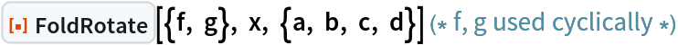 ResourceFunction[
 "FoldRotate"][{f, g}, x, {a, b, c, d}] (* f, g used cyclically *)