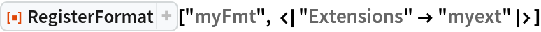 ResourceFunction["RegisterFormat"]["myFmt", <|"Extensions" -> "myext"|>]