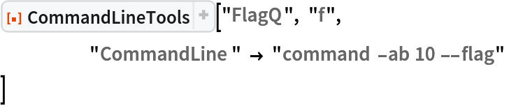 ResourceFunction[
 "CommandLineTools", ResourceSystemBase -> "https://www.wolframcloud.com/obj/resourcesystem/api/1.0"]["FlagQ", "f",
 	"CommandLine" -> "command -ab 10 --flag" ]