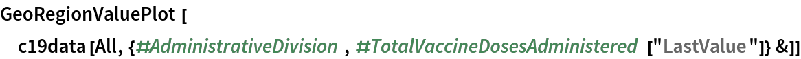 GeoRegionValuePlot[
 c19data[All, {#AdministrativeDivision, #TotalVaccineDosesAdministered["LastValue"]} &]]
