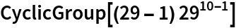 CyclicGroup[(29 - 1) 29^(10 - 1)]