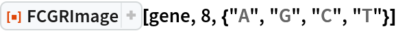ResourceFunction["FCGRImage"][gene, 8, {"A", "G", "C", "T"}]