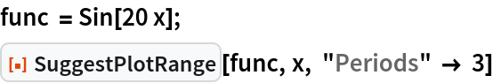 func = Sin[20 x];
ResourceFunction["SuggestPlotRange"][func, x, "Periods" -> 3]