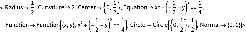 OsculatingCircleProperties | Wolfram Function Repository