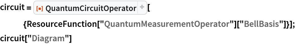 circuit = ResourceFunction[
   "QuantumCircuitOperator"][{ResourceFunction[
      "QuantumMeasurementOperator"]["BellBasis"]}];
circuit["Diagram"]