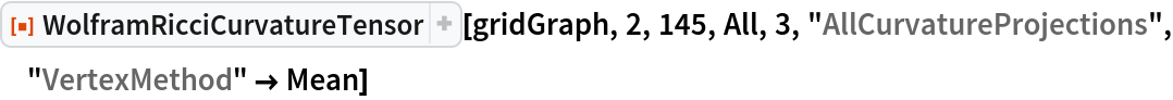 ResourceFunction[
 "WolframRicciCurvatureTensor"][gridGraph, 2, 145, All, 3, \
"AllCurvatureProjections", "VertexMethod" -> Mean]