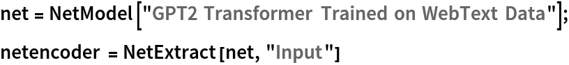 net = NetModel["GPT2 Transformer Trained on WebText Data"];
netencoder = NetExtract[net, "Input"]