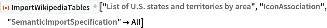 ResourceFunction[
 "ImportWikipediaTables"]["List of U.S. states and territories by area", "IconAssociation", "SemanticImportSpecification" -> All]