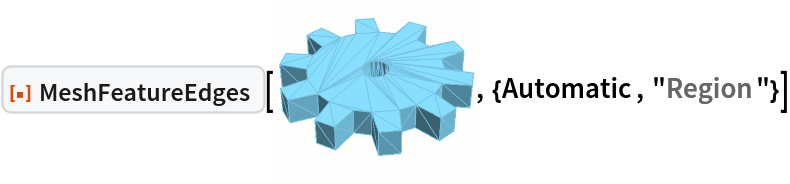 ResourceFunction["MeshFeatureEdges"][\!\(\*
Graphics3DBox[
TagBox[
DynamicModuleBox[{
      Typeset`mesh = {MeshRegion, {Method -> {"EliminateUnusedCoordinates" -> True, "DeleteDuplicateCoordinates" -> Automatic, "DeleteDuplicateCells" -> Automatic, "VertexAlias" -> Identity, "CheckOrientation" -> Automatic, "CoplanarityTolerance" -> Automatic, "CheckIntersections" -> Automatic, "BoundaryNesting" -> Automatic, "SeparateBoundaries" -> Automatic, "TJunction" -> Automatic,
           "PropagateMarkers" -> True, "ZeroTest" -> Automatic}}}}, 
TagBox[GraphicsComplex3DBox[CompressedData["
1:eJx9Vj1oVEEQXhJEEfREQavIKTYqFhJRBGFf8IeLXrw7i6QSnhfUJiLRi6gI
pkkbg0EkaHGlRbRJK86JiCBilTQi5DobbcQQS9+be7v3zbDrQHjcl4/Z2Zlv
ZvZA8/aV6wPGmMfZ36Dp2esnl2326X7f3+LvWDO1CifAy/uu1vNve/jgdmvA
Mj4F+J3WYiX/JtuWH2mcIrjj2wgf8fbq/WvM35y7g3h5/s80x7e0MqlxKnBx
7ofGw/x3+/zCTcTTr6c4vnTw/QTi5letxn6PNoZFnJv13v3Xl8/ZiB8Rz4/j
nOfOt9ZpzCfGo+vi8hw7V9QL7ov82Z2fqpy3jxMW8eTnxiXO69DeEYyn+3Tt
Fv//5a4p9I/5R3x2afwun78xOSPymbyd4njvmQeaTwXfKj4VfF13CtQdz0W8
W9nCuuqujF7Q/m3AP+pH68QGdJLn3wbyn9fdBvSTvCv16nLy1Q1R3y/ls+x/
64uLOv9U5F/cC+oSyw8pvvMj8LFmwnFSWo3lP1av2H2FPiFvWrcub0KHkB/C
vmisn+DzP5dq9j94aI4JvpoziFMA133n+apPnel+d6b7EeuLdXSW7Hi+h/O5
OF7XflCfGA/qE+NBHeK5qAdnur9CfB0nQZyx/nWm+93Hr+Yn4jaAa72F8hDz
QwqnEJ7pKv8d0hvisf2CcTo96Ho5/SCu55j3o+aVM70HneV9zecWfR3iaz04
HYr41dwOxYl4Psf4XsUci80N9I9zBuPEOeZNvTec6XcF4jaA53uB/RR7Af27
uYF8/a7wOLyLcB7iO0H4gb0v5irsZeTjXkY+7jXNJ9Pf4+ifTH/ve4O9I/zD
XojNYeQnC0eO8b1Gf9f0fcn03zmeX6mWmd8ZqZPCCXBvWT7J9N9d/r7ZuQTn
+v0CfSrqDn0h6gW6Ffk8VOI40jd/D2P8qB8RP+Rf9AvkH/mYn9h9BT/TG/sv
9Ab3YrzzbPfAGcf/B53A4XI=
"], 
{RGBColor[0.465719011680535, 0.7656186418234469, 0.8836254737685788], EdgeForm[RGBColor[
         0.465719011680535, 0.7656186418234469, 0.8836254737685788]], TagBox[Polygon3DBox[CompressedData["
1:eJwNw4dbMXEAAOCsKBLlOJKdcYgjwhlZXXIhWRFyP3vvPf7z7/l6n+dVkqM0
ST07O/v3l/ZXHXh5UL+o/IE6l6ZWBfJ+FZxXSb7zsCR/V/imcfmSu29xrnAn
LpA5MZUUM35JrpDPF4qoDPK8+ss4/6VXqkKF6JxeLVfoSJlu/imLFDrEXH4s
/Zgff4zBksKkezSWbEEj22ZM2ticzySbk7xKfXKuPgVE6kqQ0pnsOCG4xgWm
JzvPg1/zcAhz30Bu5VfmQpnRYtBTxG6P+MKYVh/WZhyUiwxFnv5Syr+s7+DS
Cm7cHt6NB3gNl8AQSfh8iQ9ZKHovi1IcTibFyXQ+s5jPrGfXRyJ7y3IZvOlE
MSs3pF0h2a1Ldh99ld6/Sl/Demn44SWueYjH39BssaaJo+hbzILGLLH3Yrdm
tbz3h7CqDTfbqlq3h5xkekQm1ct2B6Q77vXGM/GSPocnwwnc7sP1pgpZbsbr
mex0ixxOmx2yROjjLmV9ms1OR+aYwjZC1wIIni+pYjqDSj8djucM+nrMZK2Z
rNP69sTqFpXHw/6iq6R0L6yXCQEb4rAFVxzBYbff77a8a+iGByGQUQshu81W
yEUVQhQ1KdAn03azQusabh3V1FVieLlZriSw+E4ilt1L5cqiQV68NCSKCUPk
CdWo1A8a9Wq50GsRSwRdzhdmxPhoNlojlkTEuphPgcjLFwHQarjtPszu9tqx
+WSqs3srHUDjg0p5UOvh2Ro+nYzwjyxx3E9tyaBtChq0TgtMhqPKoONyYE6H
69npGg0HxGI6GgSH/YEjg7mwkMeHrxYEsV3ttwR+JGZHfDoKEtPkoN8R6bzB
QbkULGPhUL/d8bh9vg/ci2XS3kyn3fLnQdwPAv74SyDebrZazcZbHERD4ddo
uDfDY2/gPQaa9UaOBPkcSBHJz1Qy85Uu5PKNOu27kC//lMgKqFbI3yr5H5RX
wtc=
"]],
Annotation[#, "Geometry"]& ]}],
MouseAppearanceTag["LinkHand"]],
AllowKernelInitialization->False],
"MeshGraphics3D",
AutoDelete->True,
Editable->False,
Selectable->False],
Boxed->False,
DefaultBaseStyle->{"MeshGraphics3D", FrontEnd`GraphicsHighlightColor -> Hue[0.1, 1, 0.7]},
Lighting->{{"Ambient", 
GrayLevel[0.45]}, {"Directional", 
GrayLevel[0.3], 
ImageScaled[{2, 0, 2}]}, {"Directional", 
GrayLevel[0.33], 
ImageScaled[{2, 2, 2}]}, {"Directional", 
GrayLevel[0.3], 
ImageScaled[{0, 2, 2}]}}]\), {Automatic, "Region"}]