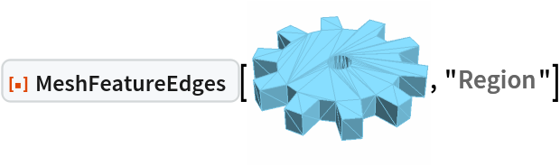 ResourceFunction["MeshFeatureEdges"][\!\(\*
Graphics3DBox[
TagBox[
DynamicModuleBox[{
      Typeset`mesh = {MeshRegion, {Method -> {"EliminateUnusedCoordinates" -> True, "DeleteDuplicateCoordinates" -> Automatic, "DeleteDuplicateCells" -> Automatic, "VertexAlias" -> Identity, "CheckOrientation" -> Automatic, "CoplanarityTolerance" -> Automatic, "CheckIntersections" -> Automatic, "BoundaryNesting" -> Automatic, "SeparateBoundaries" -> Automatic, "TJunction" -> Automatic,
           "PropagateMarkers" -> True, "ZeroTest" -> Automatic}}}}, 
TagBox[GraphicsComplex3DBox[CompressedData["
1:eJx9Vj1oVEEQXhJEEfREQavIKTYqFhJRBGFf8IeLXrw7i6QSnhfUJiLRi6gI
pkkbg0EkaHGlRbRJK86JiCBilTQi5DobbcQQS9+be7v3zbDrQHjcl4/Z2Zlv
ZvZA8/aV6wPGmMfZ36Dp2esnl2326X7f3+LvWDO1CifAy/uu1vNve/jgdmvA
Mj4F+J3WYiX/JtuWH2mcIrjj2wgf8fbq/WvM35y7g3h5/s80x7e0MqlxKnBx
7ofGw/x3+/zCTcTTr6c4vnTw/QTi5letxn6PNoZFnJv13v3Xl8/ZiB8Rz4/j
nOfOt9ZpzCfGo+vi8hw7V9QL7ov82Z2fqpy3jxMW8eTnxiXO69DeEYyn+3Tt
Fv//5a4p9I/5R3x2afwun78xOSPymbyd4njvmQeaTwXfKj4VfF13CtQdz0W8
W9nCuuqujF7Q/m3AP+pH68QGdJLn3wbyn9fdBvSTvCv16nLy1Q1R3y/ls+x/
64uLOv9U5F/cC+oSyw8pvvMj8LFmwnFSWo3lP1av2H2FPiFvWrcub0KHkB/C
vmisn+DzP5dq9j94aI4JvpoziFMA133n+apPnel+d6b7EeuLdXSW7Hi+h/O5
OF7XflCfGA/qE+NBHeK5qAdnur9CfB0nQZyx/nWm+93Hr+Yn4jaAa72F8hDz
QwqnEJ7pKv8d0hvisf2CcTo96Ho5/SCu55j3o+aVM70HneV9zecWfR3iaz04
HYr41dwOxYl4Psf4XsUci80N9I9zBuPEOeZNvTec6XcF4jaA53uB/RR7Af27
uYF8/a7wOLyLcB7iO0H4gb0v5irsZeTjXkY+7jXNJ9Pf4+ifTH/ve4O9I/zD
XojNYeQnC0eO8b1Gf9f0fcn03zmeX6mWmd8ZqZPCCXBvWT7J9N9d/r7ZuQTn
+v0CfSrqDn0h6gW6Ffk8VOI40jd/D2P8qB8RP+Rf9AvkH/mYn9h9BT/TG/sv
9Ab3YrzzbPfAGcf/B53A4XI=
"], 
{RGBColor[0.465719011680535, 0.7656186418234469, 0.8836254737685788], EdgeForm[RGBColor[
         0.465719011680535, 0.7656186418234469, 0.8836254737685788]], TagBox[Polygon3DBox[CompressedData["
1:eJwNw4dbMXEAAOCsKBLlOJKdcYgjwhlZXXIhWRFyP3vvPf7z7/l6n+dVkqM0
ST07O/v3l/ZXHXh5UL+o/IE6l6ZWBfJ+FZxXSb7zsCR/V/imcfmSu29xrnAn
LpA5MZUUM35JrpDPF4qoDPK8+ss4/6VXqkKF6JxeLVfoSJlu/imLFDrEXH4s
/Zgff4zBksKkezSWbEEj22ZM2ticzySbk7xKfXKuPgVE6kqQ0pnsOCG4xgWm
JzvPg1/zcAhz30Bu5VfmQpnRYtBTxG6P+MKYVh/WZhyUiwxFnv5Syr+s7+DS
Cm7cHt6NB3gNl8AQSfh8iQ9ZKHovi1IcTibFyXQ+s5jPrGfXRyJ7y3IZvOlE
MSs3pF0h2a1Ldh99ld6/Sl/Demn44SWueYjH39BssaaJo+hbzILGLLH3Yrdm
tbz3h7CqDTfbqlq3h5xkekQm1ct2B6Q77vXGM/GSPocnwwnc7sP1pgpZbsbr
mex0ixxOmx2yROjjLmV9ms1OR+aYwjZC1wIIni+pYjqDSj8djucM+nrMZK2Z
rNP69sTqFpXHw/6iq6R0L6yXCQEb4rAFVxzBYbff77a8a+iGByGQUQshu81W
yEUVQhQ1KdAn03azQusabh3V1FVieLlZriSw+E4ilt1L5cqiQV68NCSKCUPk
CdWo1A8a9Wq50GsRSwRdzhdmxPhoNlojlkTEuphPgcjLFwHQarjtPszu9tqx
+WSqs3srHUDjg0p5UOvh2Ro+nYzwjyxx3E9tyaBtChq0TgtMhqPKoONyYE6H
69npGg0HxGI6GgSH/YEjg7mwkMeHrxYEsV3ttwR+JGZHfDoKEtPkoN8R6bzB
QbkULGPhUL/d8bh9vg/ci2XS3kyn3fLnQdwPAv74SyDebrZazcZbHERD4ddo
uDfDY2/gPQaa9UaOBPkcSBHJz1Qy85Uu5PKNOu27kC//lMgKqFbI3yr5H5RX
wtc=
"]],
Annotation[#, "Geometry"]& ]}],
MouseAppearanceTag["LinkHand"]],
AllowKernelInitialization->False],
"MeshGraphics3D",
AutoDelete->True,
Editable->False,
Selectable->False],
Boxed->False,
DefaultBaseStyle->{"MeshGraphics3D", FrontEnd`GraphicsHighlightColor -> Hue[0.1, 1, 0.7]},
Lighting->{{"Ambient", 
GrayLevel[0.45]}, {"Directional", 
GrayLevel[0.3], 
ImageScaled[{2, 0, 2}]}, {"Directional", 
GrayLevel[0.33], 
ImageScaled[{2, 2, 2}]}, {"Directional", 
GrayLevel[0.3], 
ImageScaled[{0, 2, 2}]}}]\), "Region"]