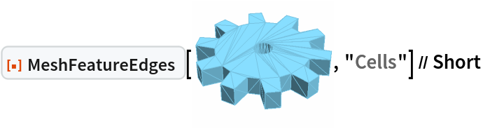 ResourceFunction["MeshFeatureEdges"][\!\(\*
Graphics3DBox[
TagBox[
DynamicModuleBox[{
       Typeset`mesh = {MeshRegion, {Method -> {"EliminateUnusedCoordinates" -> True, "DeleteDuplicateCoordinates" -> Automatic, "DeleteDuplicateCells" -> Automatic, "VertexAlias" -> Identity, "CheckOrientation" -> Automatic,
            "CoplanarityTolerance" -> Automatic, "CheckIntersections" -> Automatic, "BoundaryNesting" -> Automatic, "SeparateBoundaries" -> Automatic, "TJunction" -> Automatic, "PropagateMarkers" -> True, "ZeroTest" -> Automatic}}}}, 
TagBox[GraphicsComplex3DBox[CompressedData["
1:eJx9Vj1oVEEQXhJEEfREQavIKTYqFhJRBGFf8IeLXrw7i6QSnhfUJiLRi6gI
pkkbg0EkaHGlRbRJK86JiCBilTQi5DobbcQQS9+be7v3zbDrQHjcl4/Z2Zlv
ZvZA8/aV6wPGmMfZ36Dp2esnl2326X7f3+LvWDO1CifAy/uu1vNve/jgdmvA
Mj4F+J3WYiX/JtuWH2mcIrjj2wgf8fbq/WvM35y7g3h5/s80x7e0MqlxKnBx
7ofGw/x3+/zCTcTTr6c4vnTw/QTi5letxn6PNoZFnJv13v3Xl8/ZiB8Rz4/j
nOfOt9ZpzCfGo+vi8hw7V9QL7ov82Z2fqpy3jxMW8eTnxiXO69DeEYyn+3Tt
Fv//5a4p9I/5R3x2afwun78xOSPymbyd4njvmQeaTwXfKj4VfF13CtQdz0W8
W9nCuuqujF7Q/m3AP+pH68QGdJLn3wbyn9fdBvSTvCv16nLy1Q1R3y/ls+x/
64uLOv9U5F/cC+oSyw8pvvMj8LFmwnFSWo3lP1av2H2FPiFvWrcub0KHkB/C
vmisn+DzP5dq9j94aI4JvpoziFMA133n+apPnel+d6b7EeuLdXSW7Hi+h/O5
OF7XflCfGA/qE+NBHeK5qAdnur9CfB0nQZyx/nWm+93Hr+Yn4jaAa72F8hDz
QwqnEJ7pKv8d0hvisf2CcTo96Ho5/SCu55j3o+aVM70HneV9zecWfR3iaz04
HYr41dwOxYl4Psf4XsUci80N9I9zBuPEOeZNvTec6XcF4jaA53uB/RR7Af27
uYF8/a7wOLyLcB7iO0H4gb0v5irsZeTjXkY+7jXNJ9Pf4+ifTH/ve4O9I/zD
XojNYeQnC0eO8b1Gf9f0fcn03zmeX6mWmd8ZqZPCCXBvWT7J9N9d/r7ZuQTn
+v0CfSrqDn0h6gW6Ffk8VOI40jd/D2P8qB8RP+Rf9AvkH/mYn9h9BT/TG/sv
9Ab3YrzzbPfAGcf/B53A4XI=
"], 
{RGBColor[0.465719011680535, 0.7656186418234469, 0.8836254737685788], EdgeForm[RGBColor[
          0.465719011680535, 0.7656186418234469, 0.8836254737685788]], 
TagBox[Polygon3DBox[CompressedData["
1:eJwNw4dbMXEAAOCsKBLlOJKdcYgjwhlZXXIhWRFyP3vvPf7z7/l6n+dVkqM0
ST07O/v3l/ZXHXh5UL+o/IE6l6ZWBfJ+FZxXSb7zsCR/V/imcfmSu29xrnAn
LpA5MZUUM35JrpDPF4qoDPK8+ss4/6VXqkKF6JxeLVfoSJlu/imLFDrEXH4s
/Zgff4zBksKkezSWbEEj22ZM2ticzySbk7xKfXKuPgVE6kqQ0pnsOCG4xgWm
JzvPg1/zcAhz30Bu5VfmQpnRYtBTxG6P+MKYVh/WZhyUiwxFnv5Syr+s7+DS
Cm7cHt6NB3gNl8AQSfh8iQ9ZKHovi1IcTibFyXQ+s5jPrGfXRyJ7y3IZvOlE
MSs3pF0h2a1Ldh99ld6/Sl/Demn44SWueYjH39BssaaJo+hbzILGLLH3Yrdm
tbz3h7CqDTfbqlq3h5xkekQm1ct2B6Q77vXGM/GSPocnwwnc7sP1pgpZbsbr
mex0ixxOmx2yROjjLmV9ms1OR+aYwjZC1wIIni+pYjqDSj8djucM+nrMZK2Z
rNP69sTqFpXHw/6iq6R0L6yXCQEb4rAFVxzBYbff77a8a+iGByGQUQshu81W
yEUVQhQ1KdAn03azQusabh3V1FVieLlZriSw+E4ilt1L5cqiQV68NCSKCUPk
CdWo1A8a9Wq50GsRSwRdzhdmxPhoNlojlkTEuphPgcjLFwHQarjtPszu9tqx
+WSqs3srHUDjg0p5UOvh2Ro+nYzwjyxx3E9tyaBtChq0TgtMhqPKoONyYE6H
69npGg0HxGI6GgSH/YEjg7mwkMeHrxYEsV3ttwR+JGZHfDoKEtPkoN8R6bzB
QbkULGPhUL/d8bh9vg/ci2XS3kyn3fLnQdwPAv74SyDebrZazcZbHERD4ddo
uDfDY2/gPQaa9UaOBPkcSBHJz1Qy85Uu5PKNOu27kC//lMgKqFbI3yr5H5RX
wtc=
"]],
Annotation[#, "Geometry"]& ]}],
MouseAppearanceTag["LinkHand"]],
AllowKernelInitialization->False],
"MeshGraphics3D",
AutoDelete->True,
Editable->False,
Selectable->False],
Boxed->False,
DefaultBaseStyle->{"MeshGraphics3D", FrontEnd`GraphicsHighlightColor -> Hue[0.1, 1, 0.7]},
Lighting->{{"Ambient", 
GrayLevel[0.45]}, {"Directional", 
GrayLevel[0.3], 
ImageScaled[{2, 0, 2}]}, {"Directional", 
GrayLevel[0.33], 
ImageScaled[{2, 2, 2}]}, {"Directional", 
GrayLevel[0.3], 
ImageScaled[{0, 2, 2}]}}]\), "Cells"] // Short