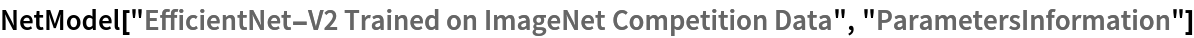 NetModel["EfficientNet-V2 Trained on ImageNet Competition Data", "ParametersInformation"]