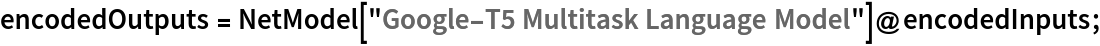 encodedOutputs = NetModel["Google-T5 Multitask Language Model"]@encodedInputs;