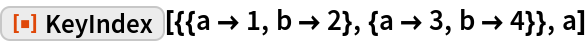 ResourceFunction["KeyIndex"][{{a -> 1, b -> 2}, {a -> 3, b -> 4}}, a]