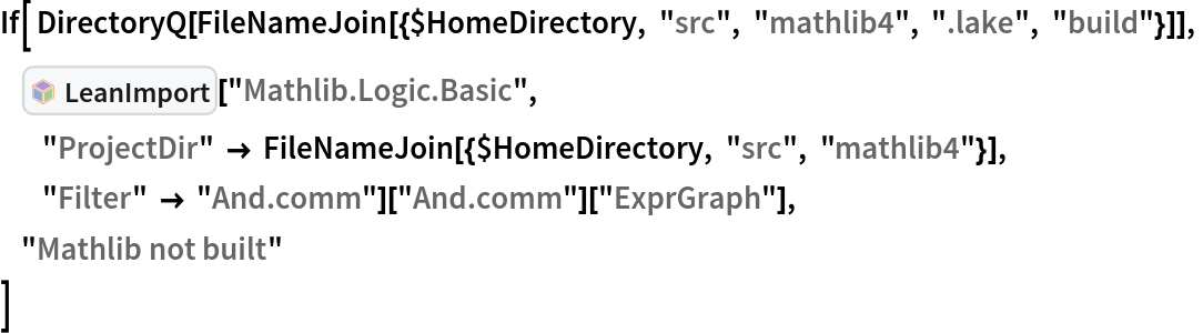 If[ DirectoryQ[
  FileNameJoin[{$HomeDirectory, "src", "mathlib4", ".lake", "build"}]],
     InterpretationBox[FrameBox[TagBox[TooltipBox[PaneBox[GridBox[List[List[GraphicsBox[List[Thickness[0.0025`], List[FaceForm[List[RGBColor[0.9607843137254902`, 0.5058823529411764`, 0.19607843137254902`], Opacity[1.`]]], FilledCurveBox[List[List[List[0, 2, 0], List[0, 1, 0], List[0, 1, 0], List[0, 1, 0], List[0, 1, 0]], List[List[0, 2, 0], List[0, 1, 0], List[0, 1, 0], List[0, 1, 0], List[0, 1, 0]], List[List[0, 2, 0], List[0, 1, 0], List[0, 1, 0], List[0, 1, 0], List[0, 1, 0], List[0, 1, 0]], List[List[0, 2, 0], List[1, 3, 3], List[0, 1, 0], List[1, 3, 3], List[0, 1, 0], List[1, 3, 3], List[0, 1, 0], List[1, 3, 3], List[1, 3, 3], List[0, 1, 0], List[1, 3, 3], List[0, 1, 0], List[1, 3, 3]]], List[List[List[205.`, 22.863691329956055`], List[205.`, 212.31669425964355`], List[246.01799774169922`, 235.99870109558105`], List[369.0710144042969`, 307.0436840057373`], List[369.0710144042969`, 117.59068870544434`], List[205.`, 22.863691329956055`]], List[List[30.928985595703125`, 307.0436840057373`], List[153.98200225830078`, 235.99870109558105`], List[195.`, 212.31669425964355`], List[195.`, 22.863691329956055`], List[30.928985595703125`, 117.59068870544434`], List[30.928985595703125`, 307.0436840057373`]], List[List[200.`, 410.42970085144043`], List[364.0710144042969`, 315.7036876678467`], List[241.01799774169922`, 244.65868949890137`], List[200.`, 220.97669792175293`], List[158.98200225830078`, 244.65868949890137`], List[35.928985595703125`, 315.7036876678467`], List[200.`, 410.42970085144043`]], List[List[376.5710144042969`, 320.03370475769043`], List[202.5`, 420.53370475769043`], List[200.95300006866455`, 421.42667961120605`], List[199.04699993133545`, 421.42667961120605`], List[197.5`, 420.53370475769043`], List[23.428985595703125`, 320.03370475769043`], List[21.882003784179688`, 319.1406993865967`], List[20.928985595703125`, 317.4896984100342`], List[20.928985595703125`, 315.7036876678467`], List[20.928985595703125`, 114.70369529724121`], List[20.928985595703125`, 112.91769218444824`], List[21.882003784179688`, 111.26669120788574`], List[23.428985595703125`, 110.37369346618652`], List[197.5`, 9.87369155883789`], List[198.27300024032593`, 9.426692008972168`], List[199.13700008392334`, 9.203690528869629`], List[200.`, 9.203690528869629`], List[200.86299991607666`, 9.203690528869629`], List[201.72699999809265`, 9.426692008972168`], List[202.5`, 9.87369155883789`], List[376.5710144042969`, 110.37369346618652`], List[378.1179962158203`, 111.26669120788574`], List[379.0710144042969`, 112.91769218444824`], List[379.0710144042969`, 114.70369529724121`], List[379.0710144042969`, 315.7036876678467`], List[379.0710144042969`, 317.4896984100342`], List[378.1179962158203`, 319.1406993865967`], List[376.5710144042969`, 320.03370475769043`]]]]], List[FaceForm[List[RGBColor[0.5529411764705883`, 0.6745098039215687`, 0.8117647058823529`], Opacity[1.`]]], FilledCurveBox[List[List[List[0, 2, 0], List[0, 1, 0], List[0, 1, 0], List[0, 1, 0]]], List[List[List[44.92900085449219`, 282.59088134765625`], List[181.00001525878906`, 204.0298843383789`], List[181.00001525878906`, 46.90887451171875`], List[44.92900085449219`, 125.46986389160156`], List[44.92900085449219`, 282.59088134765625`]]]]], List[FaceForm[List[RGBColor[0.6627450980392157`, 0.803921568627451`, 0.5686274509803921`], Opacity[1.`]]], FilledCurveBox[List[List[List[0, 2, 0], List[0, 1, 0], List[0, 1, 0], List[0, 1, 0]]], List[List[List[355.0710144042969`, 282.59088134765625`], List[355.0710144042969`, 125.46986389160156`], List[219.`, 46.90887451171875`], List[219.`, 204.0298843383789`], List[355.0710144042969`, 282.59088134765625`]]]]], List[FaceForm[List[RGBColor[0.6901960784313725`, 0.5882352941176471`, 0.8117647058823529`], Opacity[1.`]]], FilledCurveBox[List[List[List[0, 2, 0], List[0, 1, 0], List[0, 1, 0], List[0, 1, 0]]], List[List[List[200.`, 394.0606994628906`], List[336.0710144042969`, 315.4997024536133`], List[200.`, 236.93968200683594`], List[63.928985595703125`, 315.4997024536133`], List[200.`, 394.0606994628906`]]]]]], List[Rule[BaselinePosition, Scaled[0.15`]], Rule[ImageSize, 10], Rule[ImageSize, 15]]], StyleBox[RowBox[List["LeanImport", " "]], Rule[ShowAutoStyles, False], Rule[ShowStringCharacters, False], Rule[FontSize, Times[0.9`, Inherited]], Rule[FontColor, GrayLevel[0.1`]]]]], Rule[GridBoxSpacings, List[Rule["Columns", List[List[0.25`]]]]]], Rule[Alignment, List[Left, Baseline]], Rule[BaselinePosition, Baseline], Rule[FrameMargins, List[List[3, 0], List[0, 0]]], Rule[BaseStyle, List[Rule[LineSpacing, List[0, 0]], Rule[LineBreakWithin, False]]]], RowBox[List["PacletSymbol", "[", RowBox[List["\"Wolfram/LeanLink\"", ",", "\"Wolfram`LeanLink`LeanImport\""]], "]"]], Rule[TooltipStyle, List[Rule[ShowAutoStyles, True], Rule[ShowStringCharacters, True]]]], Function[Annotation[Slot[1], Style[Defer[PacletSymbol["Wolfram/LeanLink", "Wolfram`LeanLink`LeanImport"]], Rule[ShowStringCharacters, True]], "Tooltip"]]], Rule[Background, RGBColor[0.968`, 0.976`, 0.984`]], Rule[BaselinePosition, Baseline], Rule[DefaultBaseStyle, List[]], Rule[FrameMargins, List[List[0, 0], List[1, 1]]], Rule[FrameStyle, RGBColor[0.831`, 0.847`, 0.85`]], Rule[RoundingRadius, 4]], PacletSymbol["Wolfram/LeanLink", "Wolfram`LeanLink`LeanImport"], Rule[Selectable, False], Rule[SelectWithContents, True], Rule[BoxID, "PacletSymbolBox"]]["Mathlib.Logic.Basic", "ProjectDir" -> FileNameJoin[{$HomeDirectory, "src", "mathlib4"}],
            "Filter" -> "And.comm"]["And.comm"]["ExprGraph"],
     "Mathlib not built"
 ]