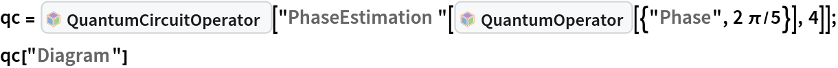 qc = InterpretationBox[FrameBox[TagBox[TooltipBox[PaneBox[GridBox[List[List[GraphicsBox[List[Thickness[0.0025`], List[FaceForm[List[RGBColor[0.9607843137254902`, 0.5058823529411764`, 0.19607843137254902`], Opacity[1.`]]], FilledCurveBox[List[List[List[0, 2, 0], List[0, 1, 0], List[0, 1, 0], List[0, 1, 0], List[0, 1, 0]], List[List[0, 2, 0], List[0, 1, 0], List[0, 1, 0], List[0, 1, 0], List[0, 1, 0]], List[List[0, 2, 0], List[0, 1, 0], List[0, 1, 0], List[0, 1, 0], List[0, 1, 0], List[0, 1, 0]], List[List[0, 2, 0], List[1, 3, 3], List[0, 1, 0], List[1, 3, 3], List[0, 1, 0], List[1, 3, 3], List[0, 1, 0], List[1, 3, 3], List[1, 3, 3], List[0, 1, 0], List[1, 3, 3], List[0, 1, 0], List[1, 3, 3]]], List[List[List[205.`, 22.863691329956055`], List[205.`, 212.31669425964355`], List[246.01799774169922`, 235.99870109558105`], List[369.0710144042969`, 307.0436840057373`], List[369.0710144042969`, 117.59068870544434`], List[205.`, 22.863691329956055`]], List[List[30.928985595703125`, 307.0436840057373`], List[153.98200225830078`, 235.99870109558105`], List[195.`, 212.31669425964355`], List[195.`, 22.863691329956055`], List[30.928985595703125`, 117.59068870544434`], List[30.928985595703125`, 307.0436840057373`]], List[List[200.`, 410.42970085144043`], List[364.0710144042969`, 315.7036876678467`], List[241.01799774169922`, 244.65868949890137`], List[200.`, 220.97669792175293`], List[158.98200225830078`, 244.65868949890137`], List[35.928985595703125`, 315.7036876678467`], List[200.`, 410.42970085144043`]], List[List[376.5710144042969`, 320.03370475769043`], List[202.5`, 420.53370475769043`], List[200.95300006866455`, 421.42667961120605`], List[199.04699993133545`, 421.42667961120605`], List[197.5`, 420.53370475769043`], List[23.428985595703125`, 320.03370475769043`], List[21.882003784179688`, 319.1406993865967`], List[20.928985595703125`, 317.4896984100342`], List[20.928985595703125`, 315.7036876678467`], List[20.928985595703125`, 114.70369529724121`], List[20.928985595703125`, 112.91769218444824`], List[21.882003784179688`, 111.26669120788574`], List[23.428985595703125`, 110.37369346618652`], List[197.5`, 9.87369155883789`], List[198.27300024032593`, 9.426692008972168`], List[199.13700008392334`, 9.203690528869629`], List[200.`, 9.203690528869629`], List[200.86299991607666`, 9.203690528869629`], List[201.72699999809265`, 9.426692008972168`], List[202.5`, 9.87369155883789`], List[376.5710144042969`, 110.37369346618652`], List[378.1179962158203`, 111.26669120788574`], List[379.0710144042969`, 112.91769218444824`], List[379.0710144042969`, 114.70369529724121`], List[379.0710144042969`, 315.7036876678467`], List[379.0710144042969`, 317.4896984100342`], List[378.1179962158203`, 319.1406993865967`], List[376.5710144042969`, 320.03370475769043`]]]]], List[FaceForm[List[RGBColor[0.5529411764705883`, 0.6745098039215687`, 0.8117647058823529`], Opacity[1.`]]], FilledCurveBox[List[List[List[0, 2, 0], List[0, 1, 0], List[0, 1, 0], List[0, 1, 0]]], List[List[List[44.92900085449219`, 282.59088134765625`], List[181.00001525878906`, 204.0298843383789`], List[181.00001525878906`, 46.90887451171875`], List[44.92900085449219`, 125.46986389160156`], List[44.92900085449219`, 282.59088134765625`]]]]], List[FaceForm[List[RGBColor[0.6627450980392157`, 0.803921568627451`, 0.5686274509803921`], Opacity[1.`]]], FilledCurveBox[List[List[List[0, 2, 0], List[0, 1, 0], List[0, 1, 0], List[0, 1, 0]]], List[List[List[355.0710144042969`, 282.59088134765625`], List[355.0710144042969`, 125.46986389160156`], List[219.`, 46.90887451171875`], List[219.`, 204.0298843383789`], List[355.0710144042969`, 282.59088134765625`]]]]], List[FaceForm[List[RGBColor[0.6901960784313725`, 0.5882352941176471`, 0.8117647058823529`], Opacity[1.`]]], FilledCurveBox[List[List[List[0, 2, 0], List[0, 1, 0], List[0, 1, 0], List[0, 1, 0]]], List[List[List[200.`, 394.0606994628906`], List[336.0710144042969`, 315.4997024536133`], List[200.`, 236.93968200683594`], List[63.928985595703125`, 315.4997024536133`], List[200.`, 394.0606994628906`]]]]]], List[Rule[BaselinePosition, Scaled[0.15`]], Rule[ImageSize, 10], Rule[ImageSize, 15]]], StyleBox[RowBox[List["QuantumCircuitOperator", " "]], Rule[ShowAutoStyles, False], Rule[ShowStringCharacters, False], Rule[FontSize, Times[0.9`, Inherited]], Rule[FontColor, GrayLevel[0.1`]]]]], Rule[GridBoxSpacings, List[Rule["Columns", List[List[0.25`]]]]]], Rule[Alignment, List[Left, Baseline]], Rule[BaselinePosition, Baseline], Rule[FrameMargins, List[List[3, 0], List[0, 0]]], Rule[BaseStyle, List[Rule[LineSpacing, List[0, 0]], Rule[LineBreakWithin, False]]]], RowBox[List["PacletSymbol", "[", RowBox[List["\"Wolfram/QuantumFramework\"", ",", "\"Wolfram`QuantumFramework`QuantumCircuitOperator\""]], "]"]], Rule[TooltipStyle, List[Rule[ShowAutoStyles, True], Rule[ShowStringCharacters, True]]]], Function[Annotation[Slot[1], Style[Defer[PacletSymbol["Wolfram/QuantumFramework", "Wolfram`QuantumFramework`QuantumCircuitOperator"]], Rule[ShowStringCharacters, True]], "Tooltip"]]], Rule[Background, RGBColor[0.968`, 0.976`, 0.984`]], Rule[BaselinePosition, Baseline], Rule[DefaultBaseStyle, List[]], Rule[FrameMargins, List[List[0, 0], List[1, 1]]], Rule[FrameStyle, RGBColor[0.831`, 0.847`, 0.85`]], Rule[RoundingRadius, 4]], PacletSymbol["Wolfram/QuantumFramework", "Wolfram`QuantumFramework`QuantumCircuitOperator"], Rule[Selectable, False], Rule[SelectWithContents, True], Rule[BoxID, "PacletSymbolBox"]][
   "PhaseEstimation"[InterpretationBox[FrameBox[TagBox[TooltipBox[PaneBox[GridBox[List[List[GraphicsBox[List[Thickness[0.0025`], List[FaceForm[List[RGBColor[0.9607843137254902`, 0.5058823529411764`, 0.19607843137254902`], Opacity[1.`]]], FilledCurveBox[List[List[List[0, 2, 0], List[0, 1, 0], List[0, 1, 0], List[0, 1, 0], List[0, 1, 0]], List[List[0, 2, 0], List[0, 1, 0], List[0, 1, 0], List[0, 1, 0], List[0, 1, 0]], List[List[0, 2, 0], List[0, 1, 0], List[0, 1, 0], List[0, 1, 0], List[0, 1, 0], List[0, 1, 0]], List[List[0, 2, 0], List[1, 3, 3], List[0, 1, 0], List[1, 3, 3], List[0, 1, 0], List[1, 3, 3], List[0, 1, 0], List[1, 3, 3], List[1, 3, 3], List[0, 1, 0], List[1, 3, 3], List[0, 1, 0], List[1, 3, 3]]], List[List[List[205.`, 22.863691329956055`], List[205.`, 212.31669425964355`], List[246.01799774169922`, 235.99870109558105`], List[369.0710144042969`, 307.0436840057373`], List[369.0710144042969`, 117.59068870544434`], List[205.`, 22.863691329956055`]], List[List[30.928985595703125`, 307.0436840057373`], List[153.98200225830078`, 235.99870109558105`], List[195.`, 212.31669425964355`], List[195.`, 22.863691329956055`], List[30.928985595703125`, 117.59068870544434`], List[30.928985595703125`, 307.0436840057373`]], List[List[200.`, 410.42970085144043`], List[364.0710144042969`, 315.7036876678467`], List[241.01799774169922`, 244.65868949890137`], List[200.`, 220.97669792175293`], List[158.98200225830078`, 244.65868949890137`], List[35.928985595703125`, 315.7036876678467`], List[200.`, 410.42970085144043`]], List[List[376.5710144042969`, 320.03370475769043`], List[202.5`, 420.53370475769043`], List[200.95300006866455`, 421.42667961120605`], List[199.04699993133545`, 421.42667961120605`], List[197.5`, 420.53370475769043`], List[23.428985595703125`, 320.03370475769043`], List[21.882003784179688`, 319.1406993865967`], List[20.928985595703125`, 317.4896984100342`], List[20.928985595703125`, 315.7036876678467`], List[20.928985595703125`, 114.70369529724121`], List[20.928985595703125`, 112.91769218444824`], List[21.882003784179688`, 111.26669120788574`], List[23.428985595703125`, 110.37369346618652`], List[197.5`, 9.87369155883789`], List[198.27300024032593`, 9.426692008972168`], List[199.13700008392334`, 9.203690528869629`], List[200.`, 9.203690528869629`], List[200.86299991607666`, 9.203690528869629`], List[201.72699999809265`, 9.426692008972168`], List[202.5`, 9.87369155883789`], List[376.5710144042969`, 110.37369346618652`], List[378.1179962158203`, 111.26669120788574`], List[379.0710144042969`, 112.91769218444824`], List[379.0710144042969`, 114.70369529724121`], List[379.0710144042969`, 315.7036876678467`], List[379.0710144042969`, 317.4896984100342`], List[378.1179962158203`, 319.1406993865967`], List[376.5710144042969`, 320.03370475769043`]]]]], List[FaceForm[List[RGBColor[0.5529411764705883`, 0.6745098039215687`, 0.8117647058823529`], Opacity[1.`]]], FilledCurveBox[List[List[List[0, 2, 0], List[0, 1, 0], List[0, 1, 0], List[0, 1, 0]]], List[List[List[44.92900085449219`, 282.59088134765625`], List[181.00001525878906`, 204.0298843383789`], List[181.00001525878906`, 46.90887451171875`], List[44.92900085449219`, 125.46986389160156`], List[44.92900085449219`, 282.59088134765625`]]]]], List[FaceForm[List[RGBColor[0.6627450980392157`, 0.803921568627451`, 0.5686274509803921`], Opacity[1.`]]], FilledCurveBox[List[List[List[0, 2, 0], List[0, 1, 0], List[0, 1, 0], List[0, 1, 0]]], List[List[List[355.0710144042969`, 282.59088134765625`], List[355.0710144042969`, 125.46986389160156`], List[219.`, 46.90887451171875`], List[219.`, 204.0298843383789`], List[355.0710144042969`, 282.59088134765625`]]]]], List[FaceForm[List[RGBColor[0.6901960784313725`, 0.5882352941176471`, 0.8117647058823529`], Opacity[1.`]]], FilledCurveBox[List[List[List[0, 2, 0], List[0, 1, 0], List[0, 1, 0], List[0, 1, 0]]], List[List[List[200.`, 394.0606994628906`], List[336.0710144042969`, 315.4997024536133`], List[200.`, 236.93968200683594`], List[63.928985595703125`, 315.4997024536133`], List[200.`, 394.0606994628906`]]]]]], List[Rule[BaselinePosition, Scaled[0.15`]], Rule[ImageSize, 10], Rule[ImageSize, 15]]], StyleBox[RowBox[List["QuantumOperator", " "]], Rule[ShowAutoStyles, False], Rule[ShowStringCharacters, False], Rule[FontSize, Times[0.9`, Inherited]], Rule[FontColor, GrayLevel[0.1`]]]]], Rule[GridBoxSpacings, List[Rule["Columns", List[List[0.25`]]]]]], Rule[Alignment, List[Left, Baseline]], Rule[BaselinePosition, Baseline], Rule[FrameMargins, List[List[3, 0], List[0, 0]]], Rule[BaseStyle, List[Rule[LineSpacing, List[0, 0]], Rule[LineBreakWithin, False]]]], RowBox[List["PacletSymbol", "[", RowBox[List["\"Wolfram/QuantumFramework\"", ",", "\"Wolfram`QuantumFramework`QuantumOperator\""]], "]"]], Rule[TooltipStyle, List[Rule[ShowAutoStyles, True], Rule[ShowStringCharacters, True]]]], Function[Annotation[Slot[1], Style[Defer[PacletSymbol["Wolfram/QuantumFramework", "Wolfram`QuantumFramework`QuantumOperator"]], Rule[ShowStringCharacters, True]], "Tooltip"]]], Rule[Background, RGBColor[0.968`, 0.976`, 0.984`]], Rule[BaselinePosition, Baseline], Rule[DefaultBaseStyle, List[]], Rule[FrameMargins, List[List[0, 0], List[1, 1]]], Rule[FrameStyle, RGBColor[0.831`, 0.847`, 0.85`]], Rule[RoundingRadius, 4]], PacletSymbol["Wolfram/QuantumFramework", "Wolfram`QuantumFramework`QuantumOperator"], Rule[Selectable, False], Rule[SelectWithContents, True], Rule[BoxID, "PacletSymbolBox"]][{"Phase",
       2 \[Pi]/5}], 4]];
qc["Diagram"]