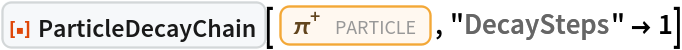 ResourceFunction["ParticleDecayChain"][Entity["Particle", "PiPlus"], "DecaySteps" -> 1]