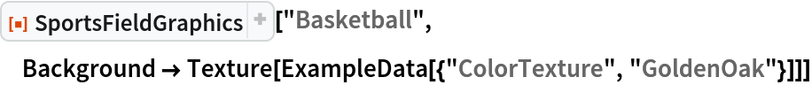 ResourceFunction["SportsFieldGraphics"]["Basketball", Background -> Texture[ExampleData[{"ColorTexture", "GoldenOak"}]]]