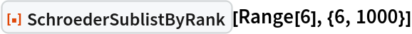ResourceFunction["SchroederSublistByRank"][Range[6], {6, 1000}]